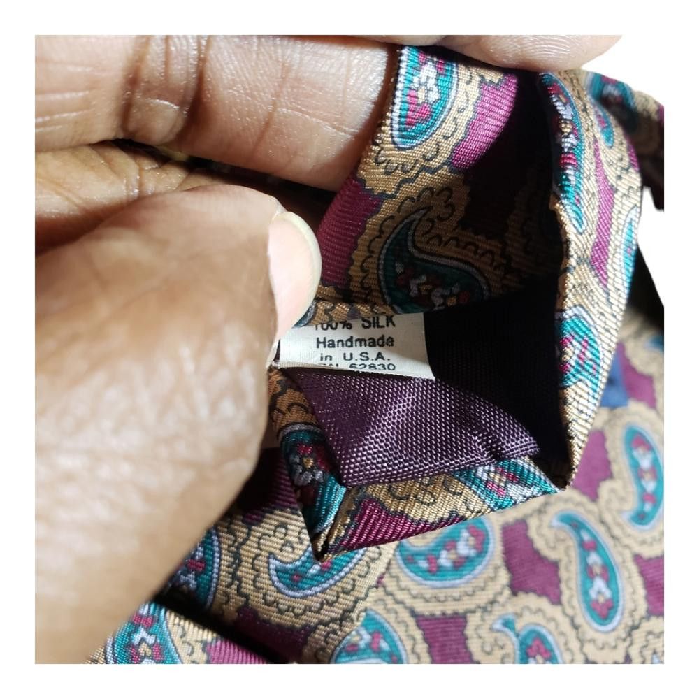 Designer T108 JustinDavid Vintage Mens Tie 56" Silk Size ONE SIZE - 4 Thumbnail