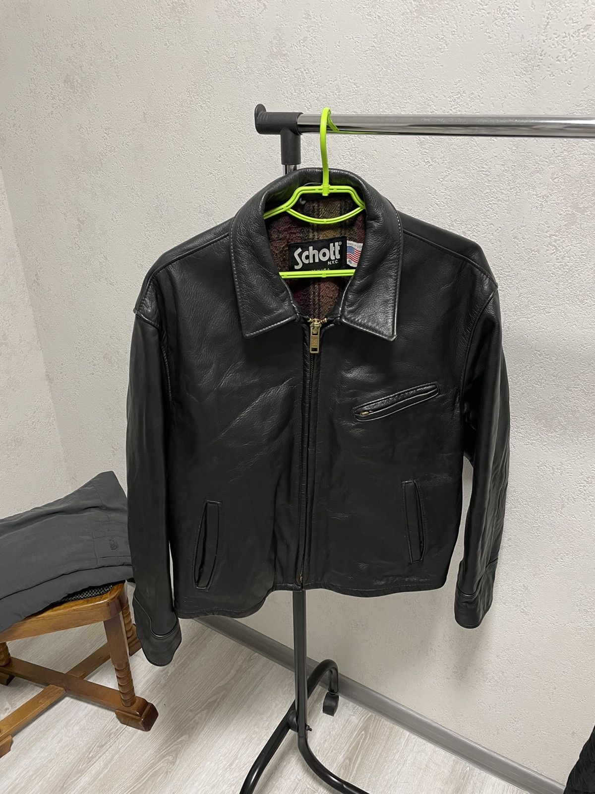 image of Made In USA x Schott Leather Vintage Jacket in Black, Men's (Size Small)