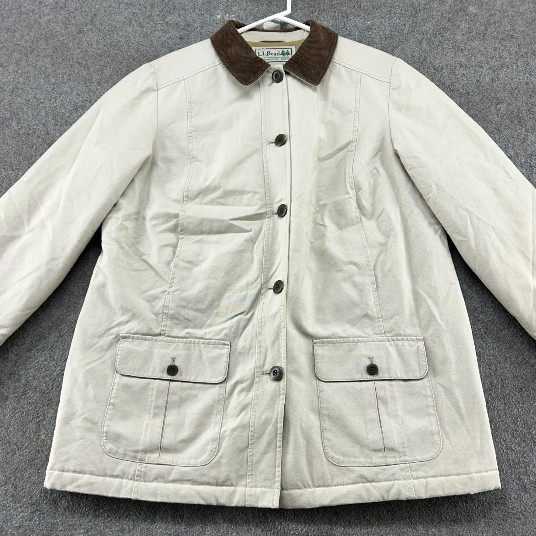 Vintage VINTAGE L.L. Bean Jacket Womens L Beige Barn Chore Coat Quilted Lined Canvas Cotton Retro Size L / US 10 / IT 46 - 3 Thumbnail