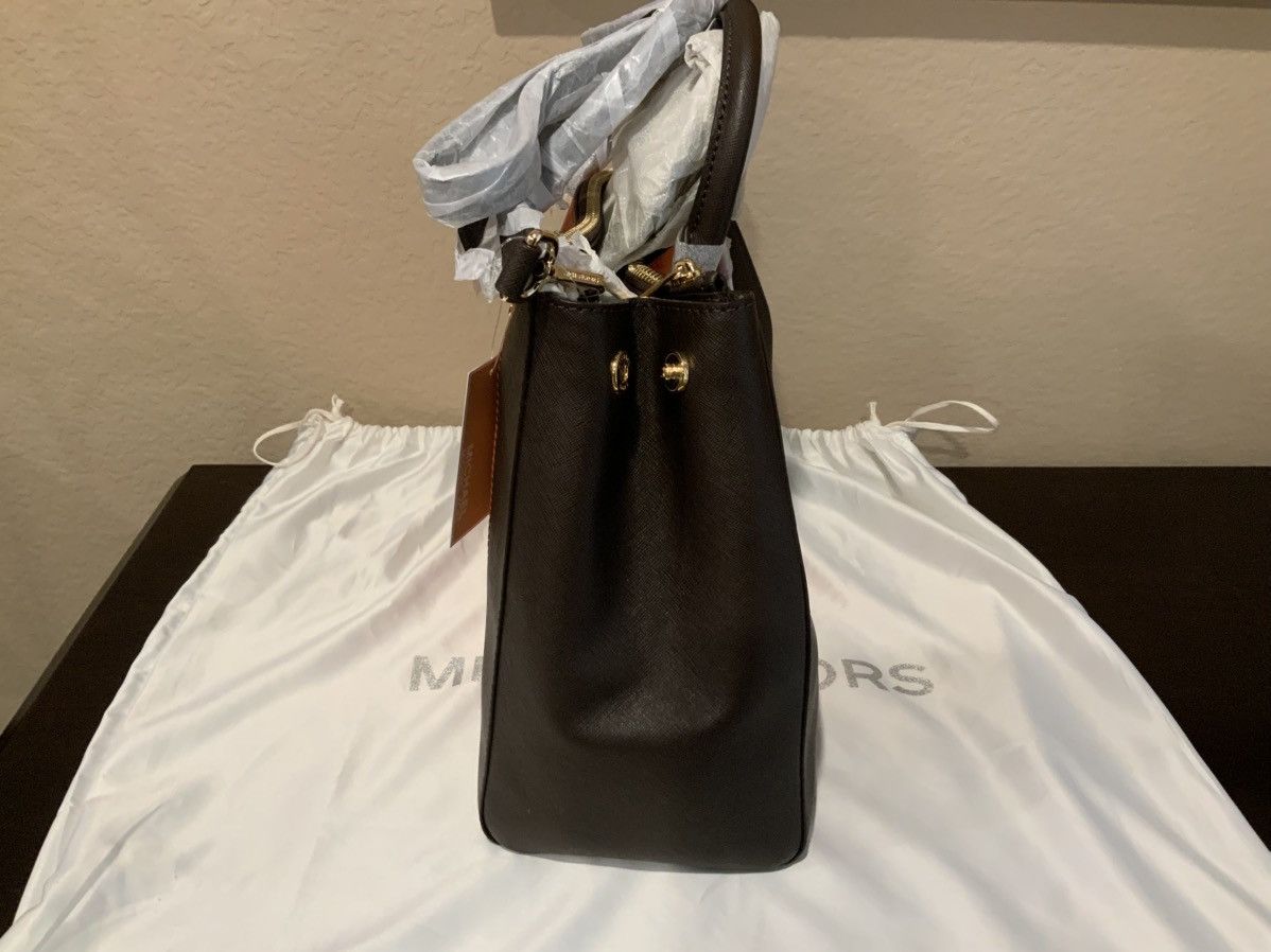 Michael Kors Michael Kors Sutton Center Stripe Large Satchel Coffee/Brown Size ONE SIZE - 3 Thumbnail