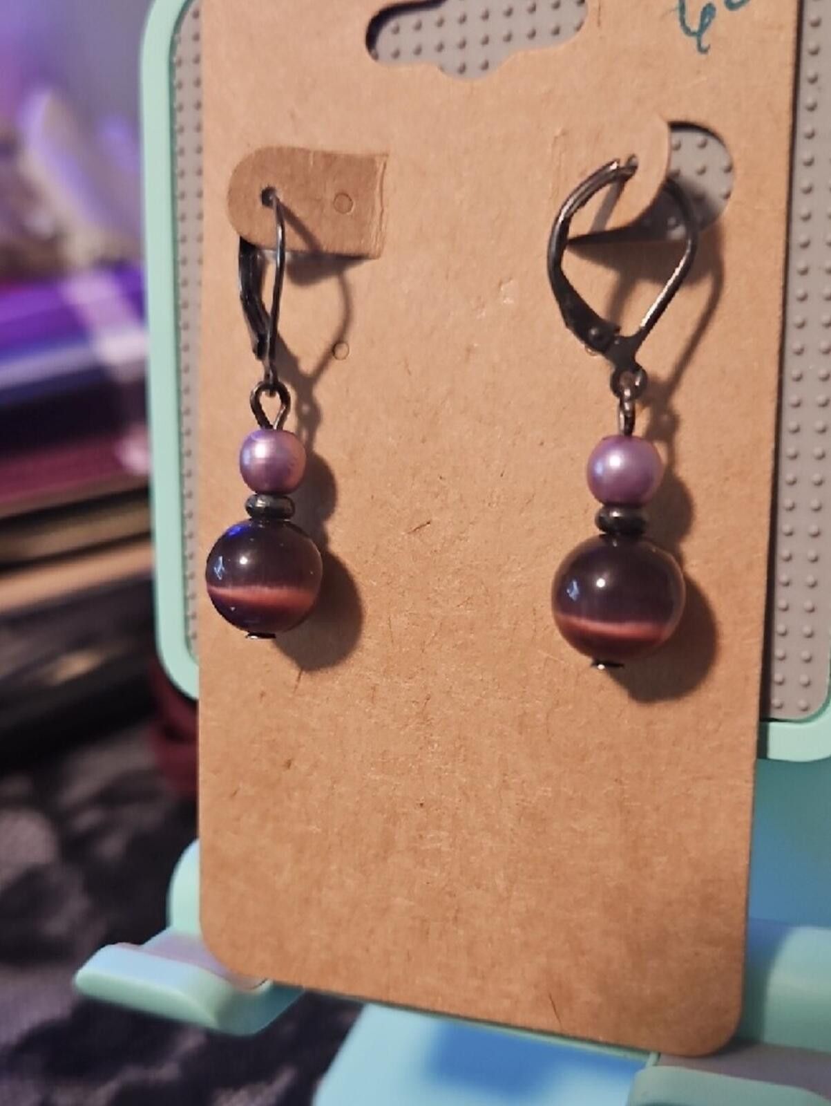 Other Purple Bead Drop Earrings Size ONE SIZE - 2 Thumbnail