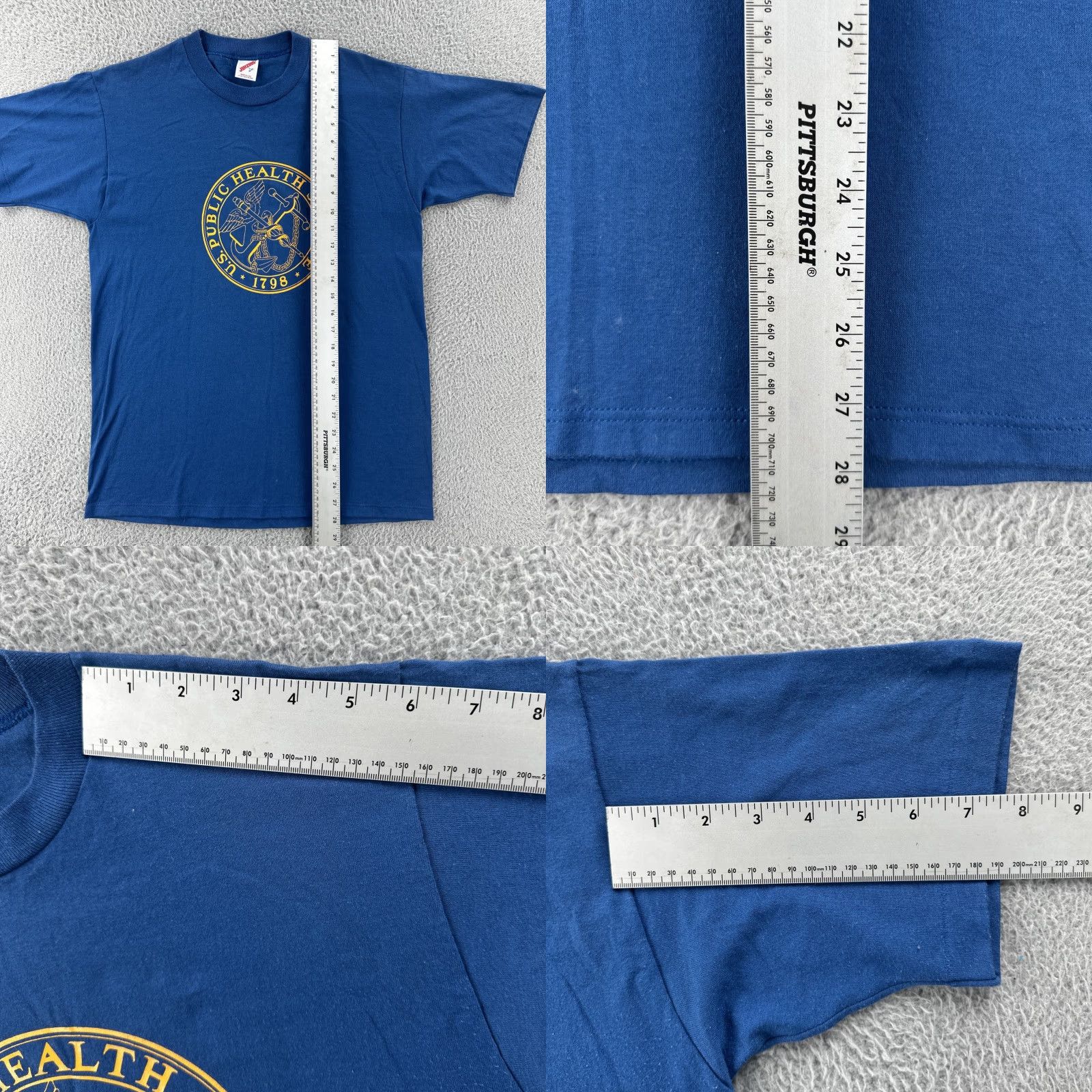 Jerzees VINTAGE Jerzees T-Shirt USA Public Health Service Blue Single Stitch Crew Neck Short Sleeve L Men Size US L / EU 52-54 / 3 - 9 Thumbnail