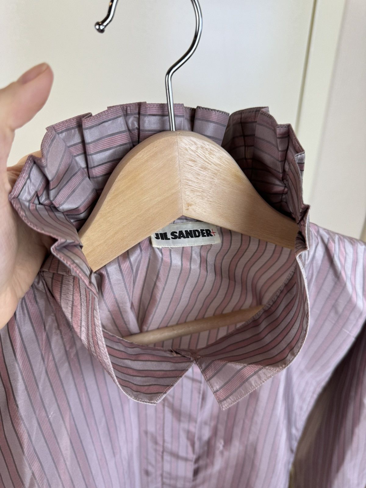 Jil Sander Jil Sander Vintage Silk Striped Shirt Blouse Dracula Collar Size S / US 4 / IT 40 - 18 Thumbnail