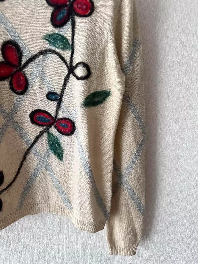 Kenzo KENZO Floral embroidered sweater Size L / US 10 / IT 46 - 3 Thumbnail