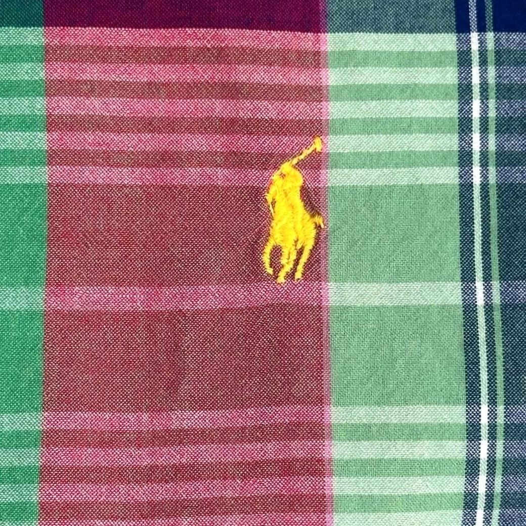 Ralph Lauren VINTAGE Ralph Lauren Shirt Adult 2XL Plaid Madras Pink Green Blue 90s Button-Up Short Sleeve Casual Mens Size US XXL / EU 58 / 5 - 5 Thumbnail