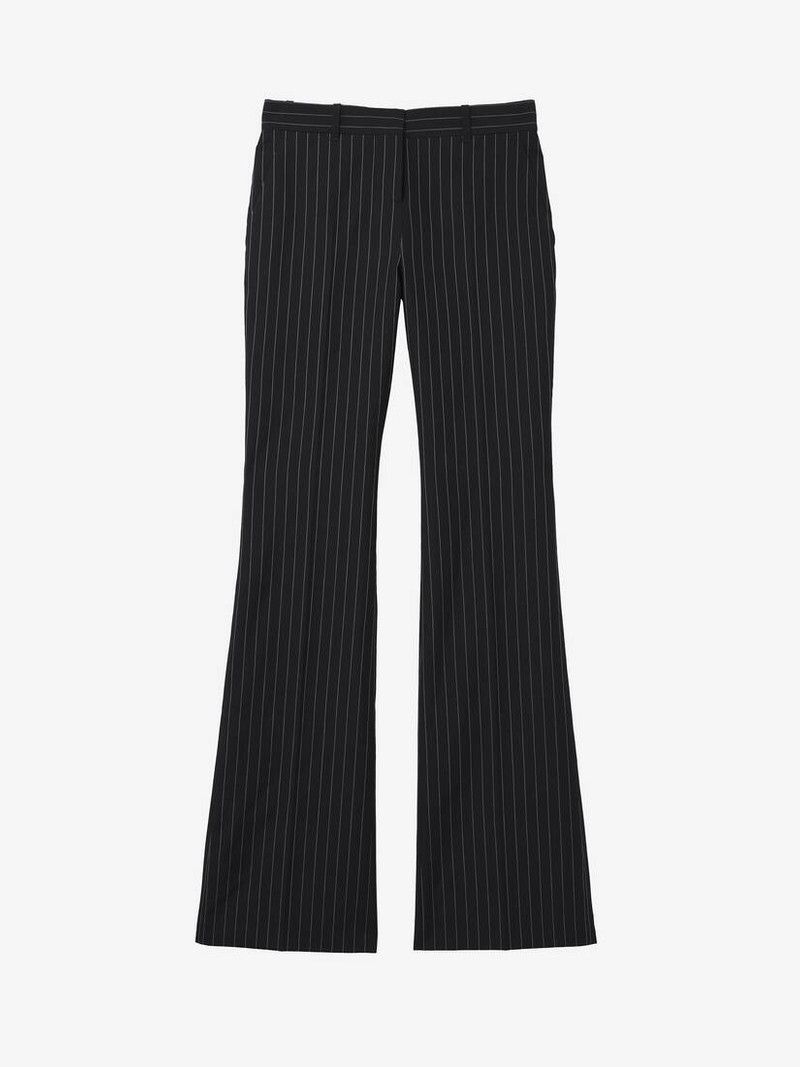 o1srvl11e0226 Pinstripe Bootcut Trousers In Black/White