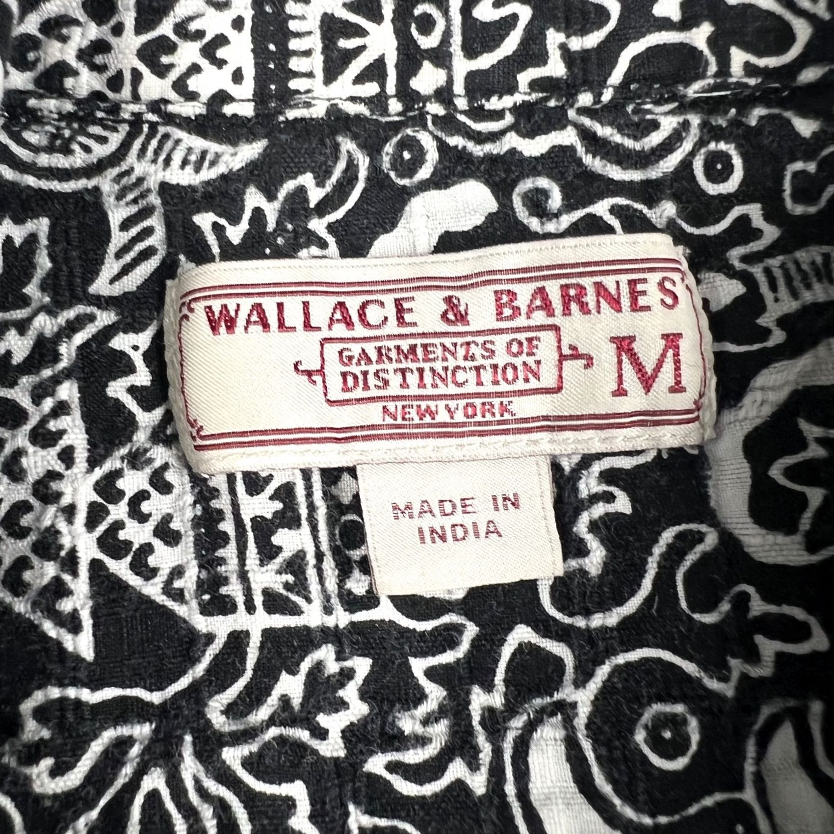 Wallace & Barnes Wallace & Barnes Camp Collar Shirt Dobby Scribble Print Medium Mens Black J Crew Shirt Size US M / EU 48-50 / 2 - 4 Thumbnail