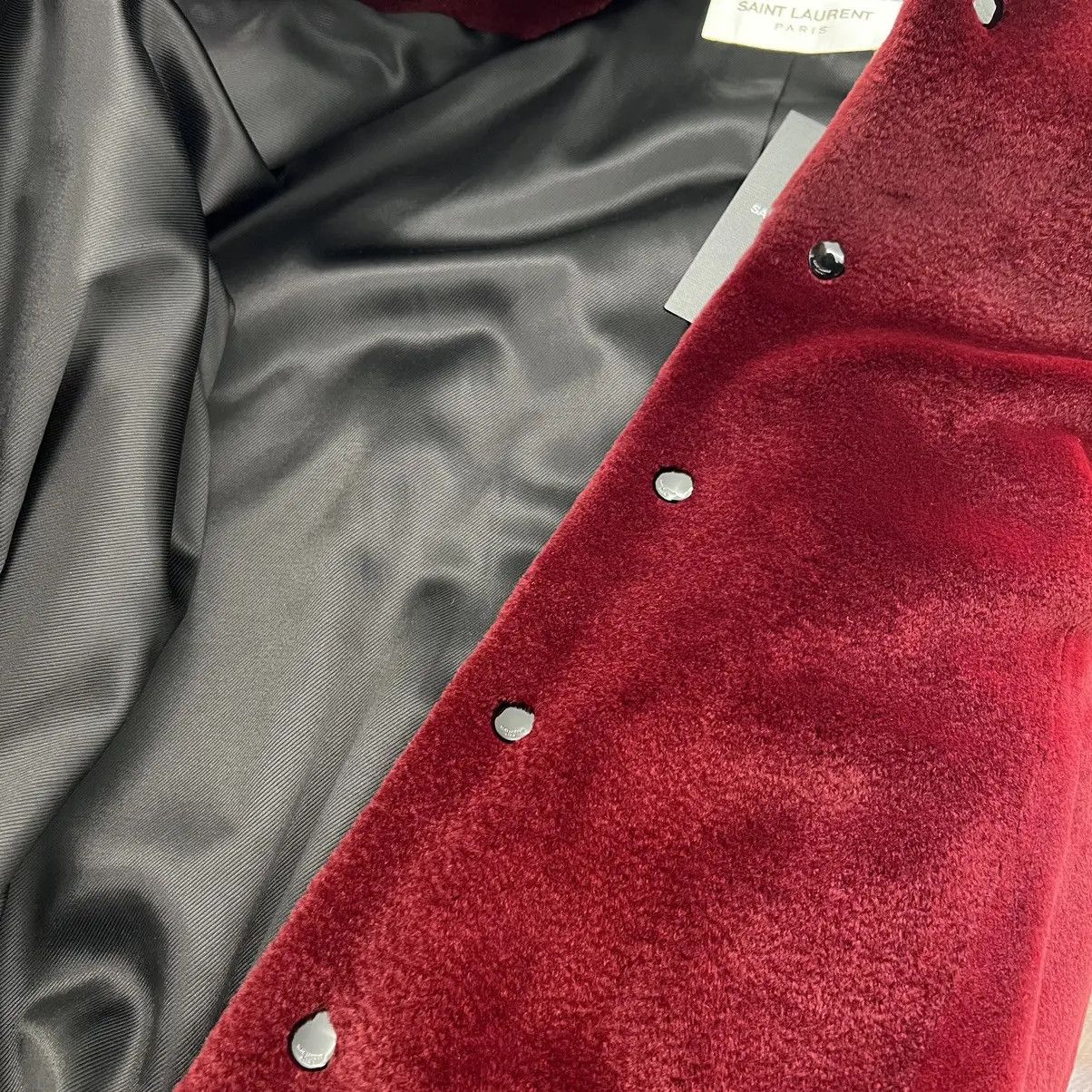 Saint Laurent Paris o1bcso1str0924 Teddy Vison Rase Jacket in Burgundy Size US XS / EU 42 / 0 - 3 Thumbnail