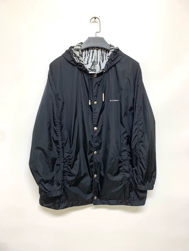 givenchy reversible nylon raincoat with zebra interior