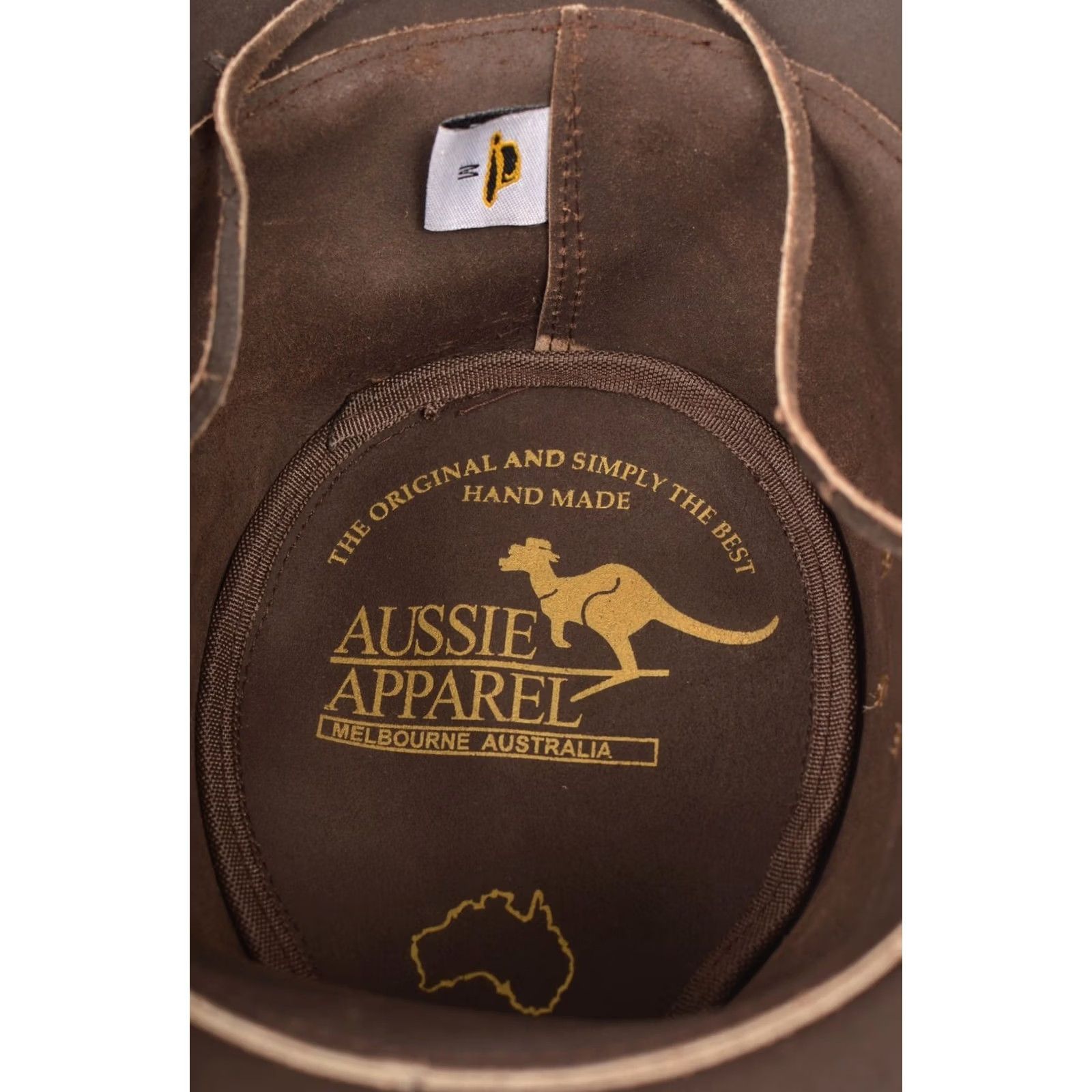 Vintage Aussie Leather Cowboy Western Australian Hat Men M Brown Solid Pattern Size M Mens Size ONE SIZE - 5 Thumbnail