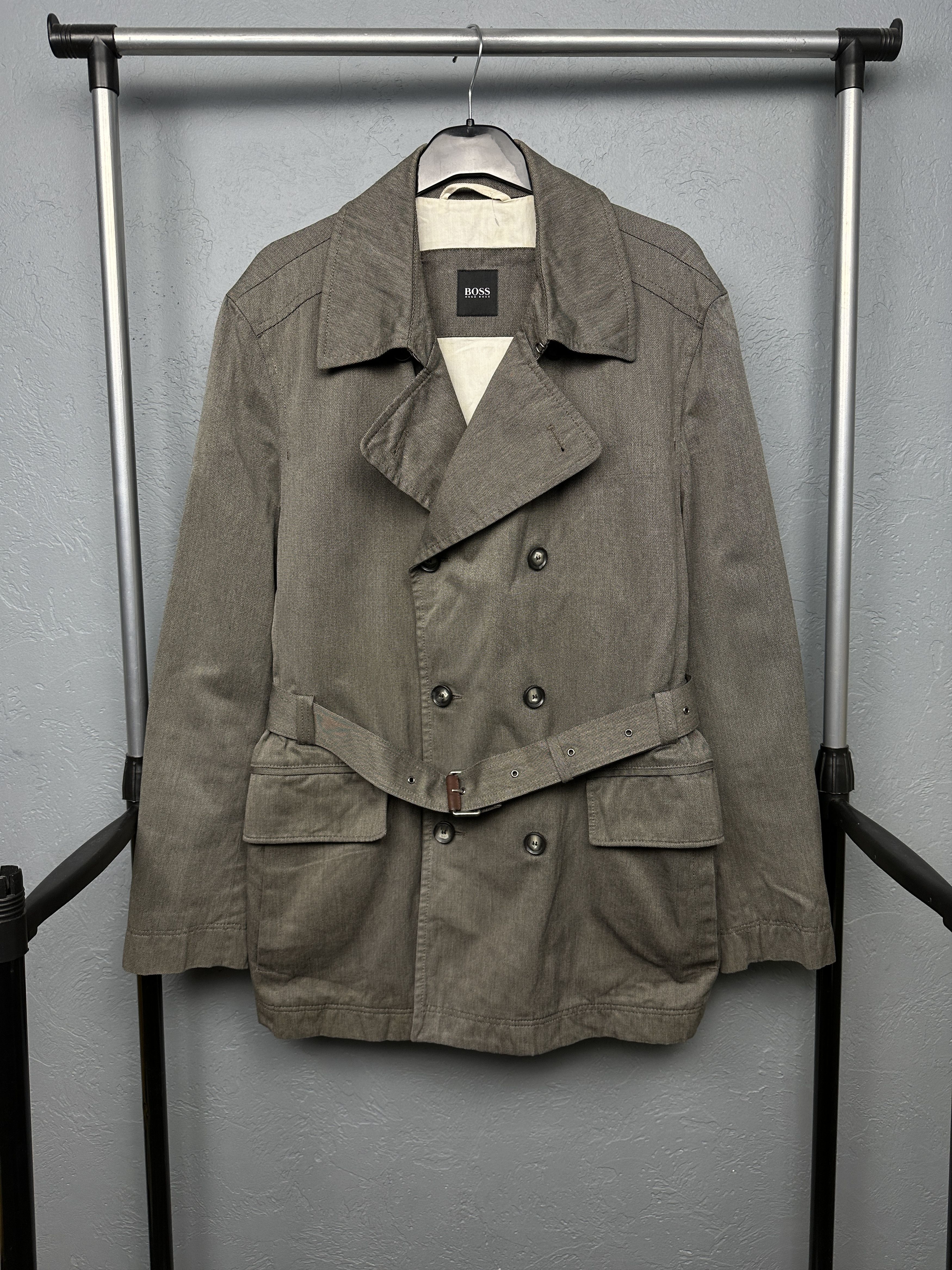 Hugo Boss × Vintage Hugo Boss Vintage Double Breasted Trench Coat Jacket Size US L / EU 52-54 / 3 - 1 Thumbnail