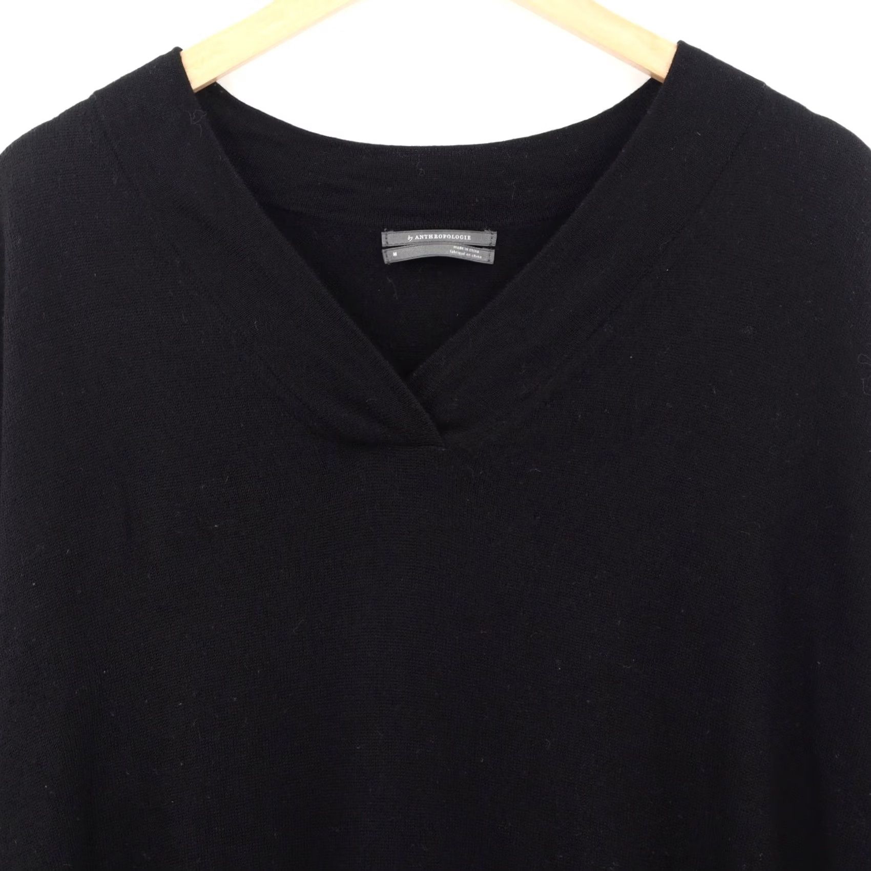 Anthropologie Anthropologie Women's Merino Wool Araminta Sweater V-Neck 3/4 Sleeve Black Sz M Size M / US 6-8 / IT 42-44 - 3 Thumbnail