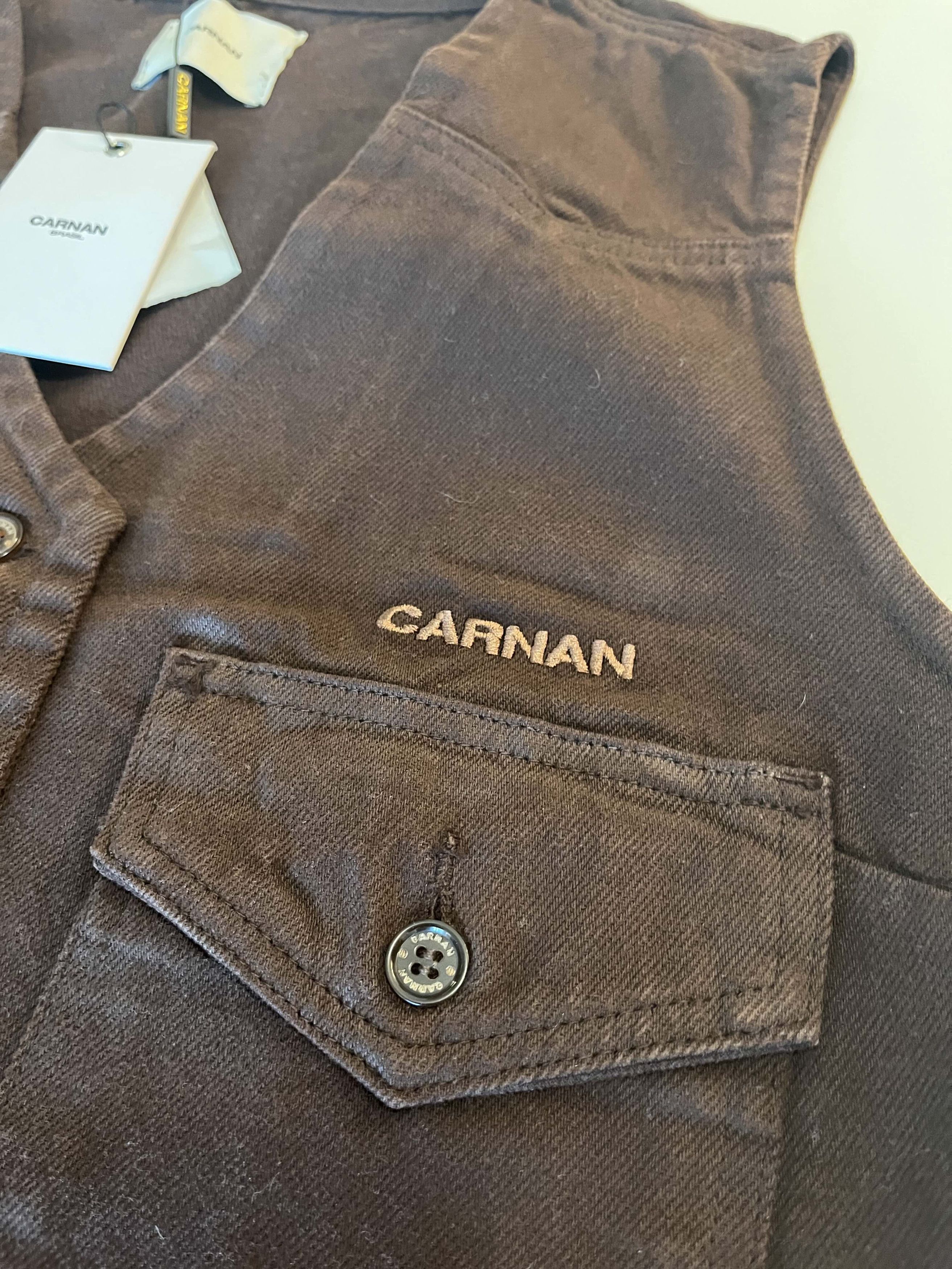 Other Carnan - Workwear Washed Brown Twill Vest Size 40R - 4 Thumbnail
