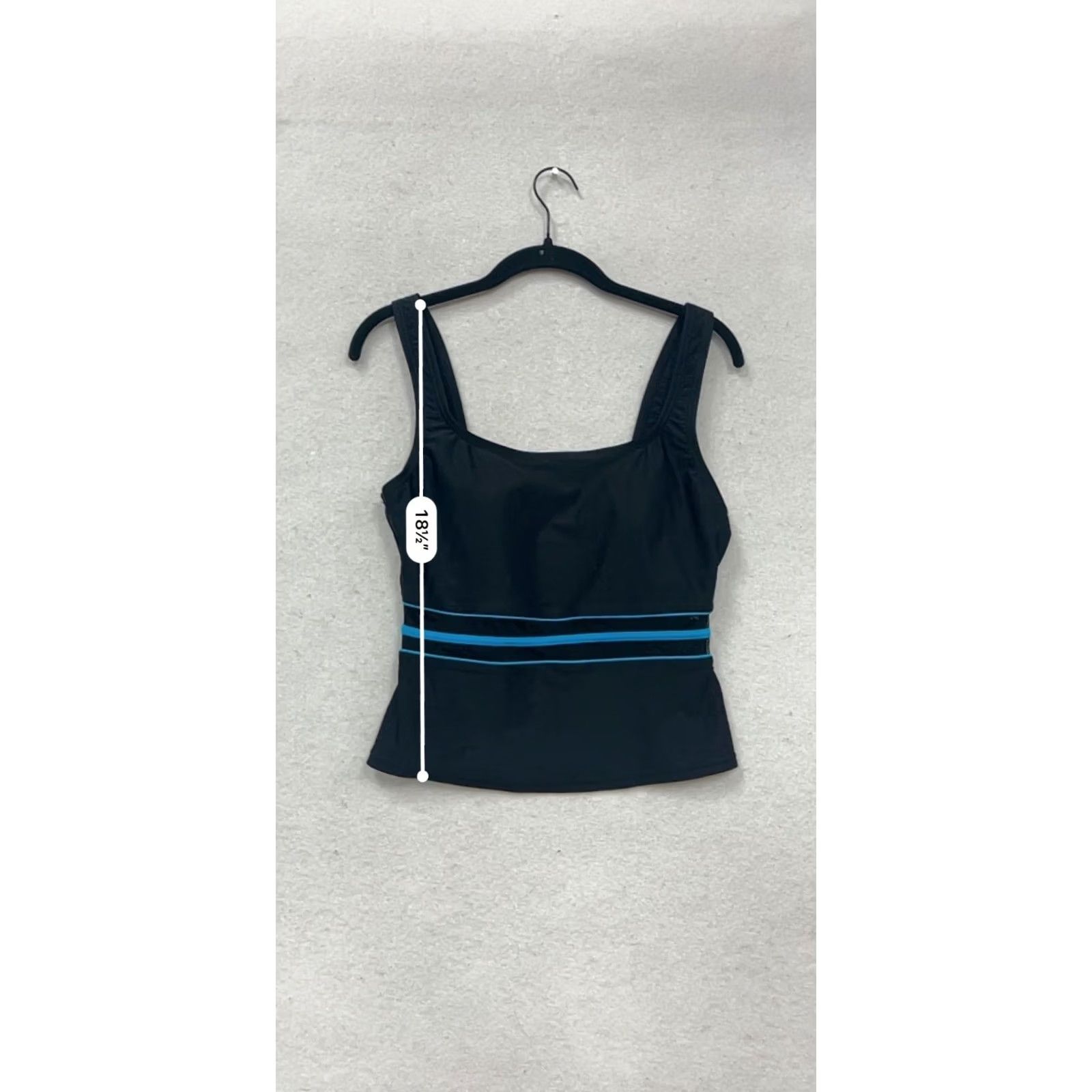 Speedo Speedo Tankini Swim Top Unisex Adults Size 10 Black Blue Stripe Nylon Spandex Size L / US 10 / IT 46 - 6 Thumbnail