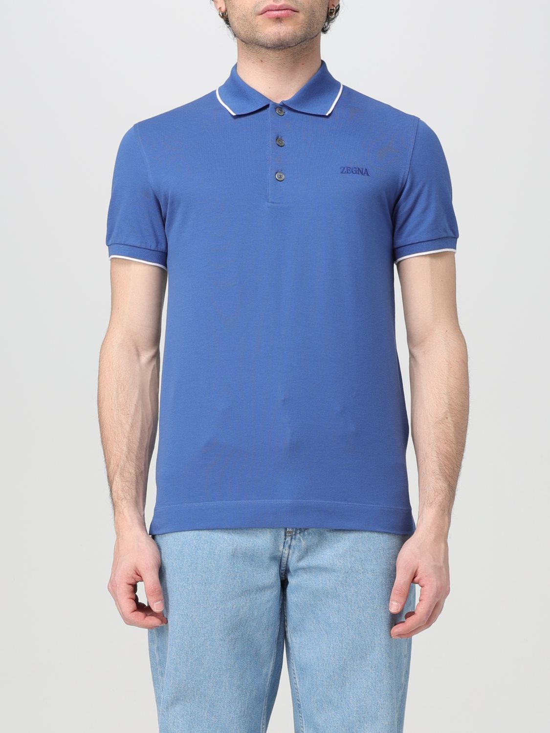 image of Ermenegildo Zegna Zegna Polo Shirt Men Blue (Size Large)