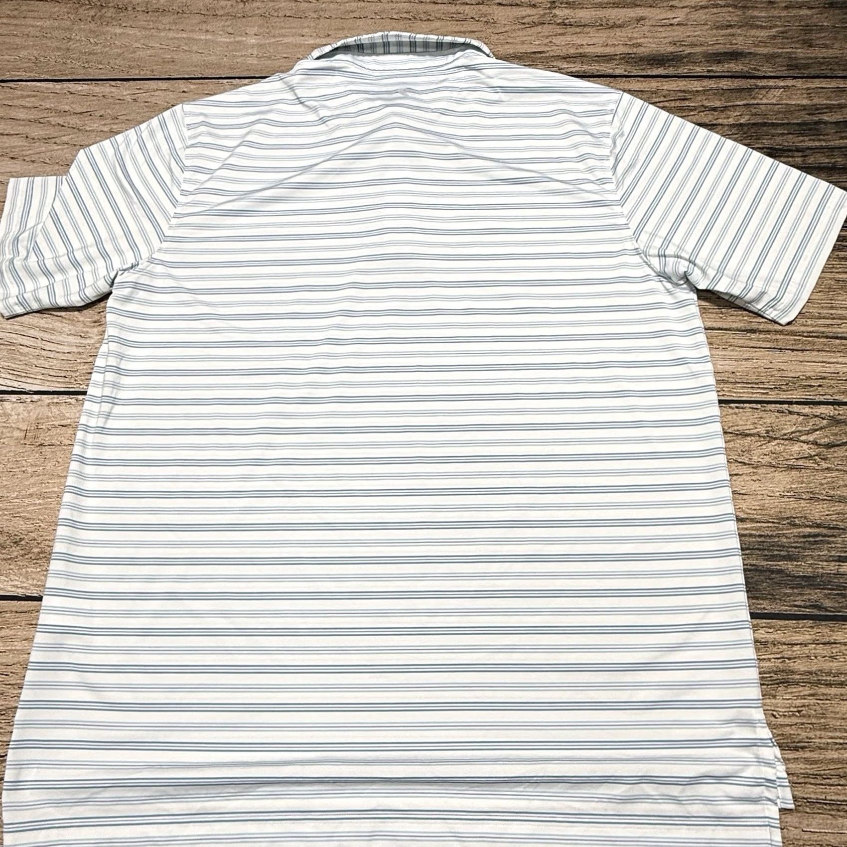 Vintage GenTeal Polo Shirt Mens 2XL White Blue Striped EcoSoft Performance Golf Shirt Mens Regular Fit Short Sleeve Collared Casual Golf Size US XXL / EU 58 / 5 - 4 Thumbnail