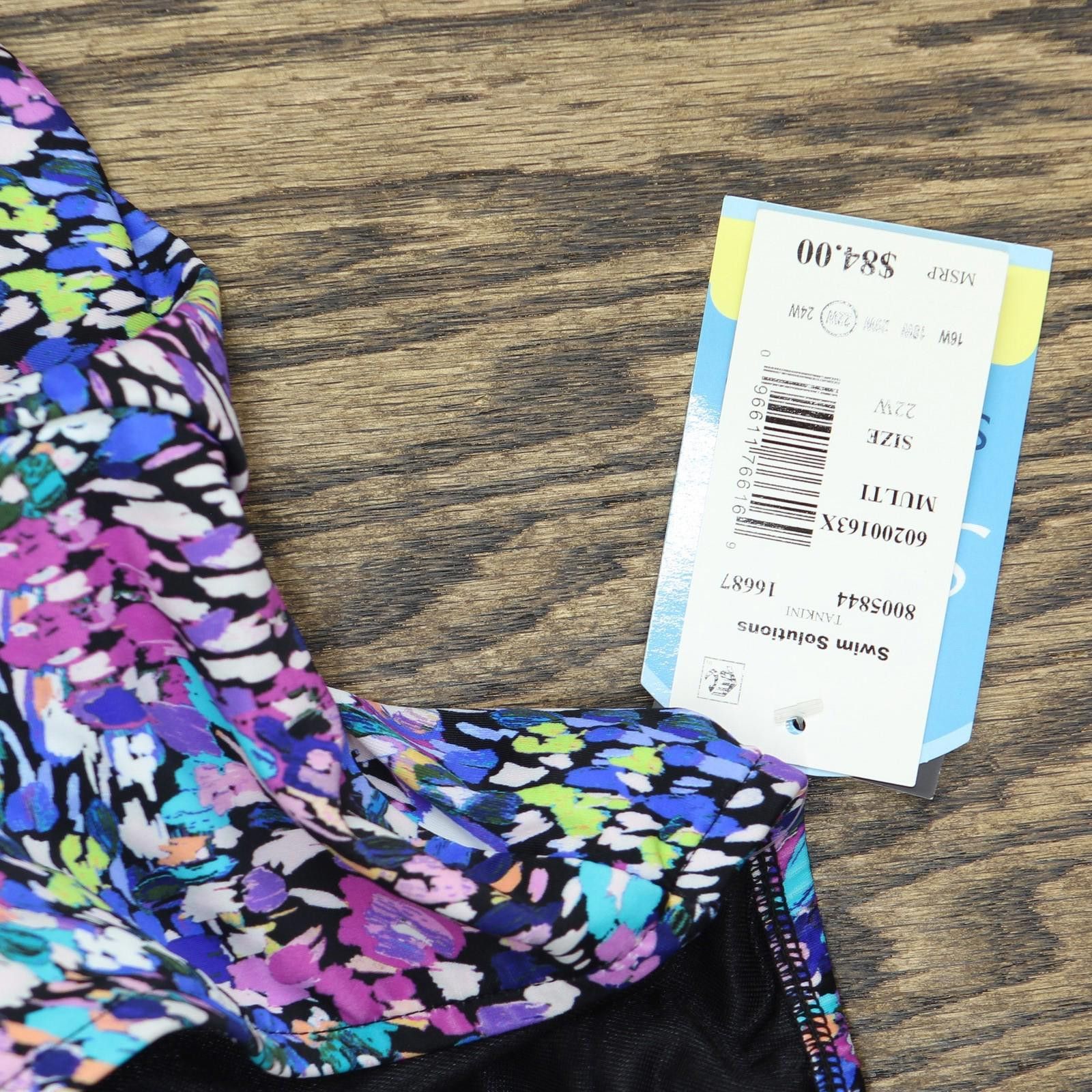 Other Nwt Swim Solutions Swim Tankini Top Dancing Colors Blue 22w Size ONE SIZE - 4 Thumbnail