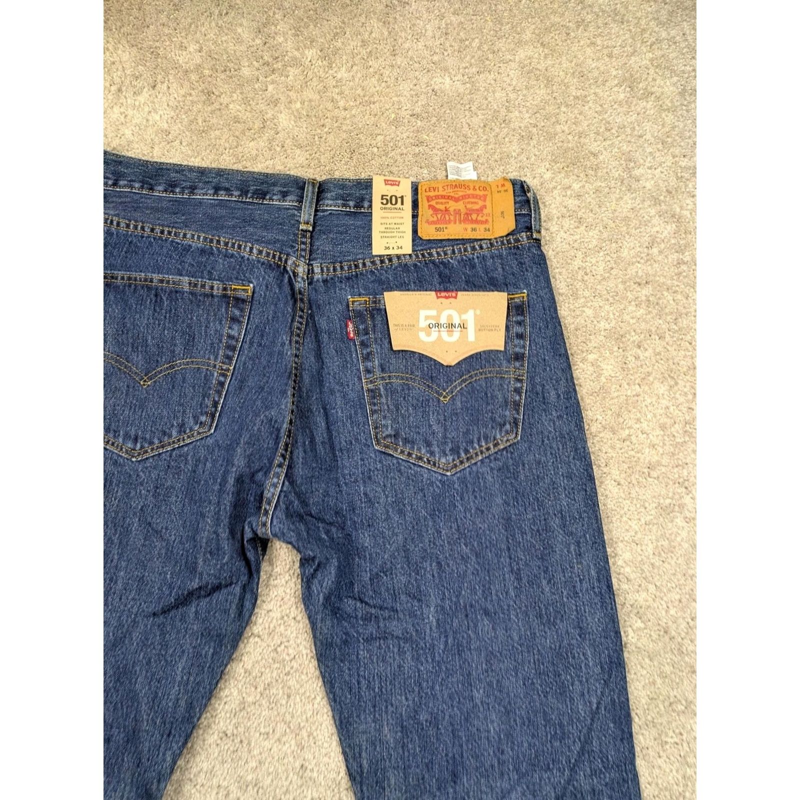 Levi's Levi'S 501 Mens Blue Denim Jeans - Size 36 Size US 36 / EU 52 - 2 Thumbnail