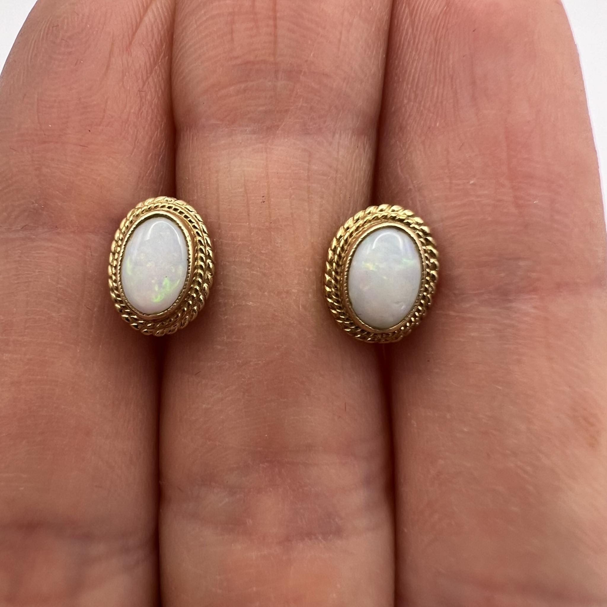 Jewelry 1971 Vintage Earrings Gold 375 9K Opal Stone Signed England Size ONE SIZE - 5 Thumbnail