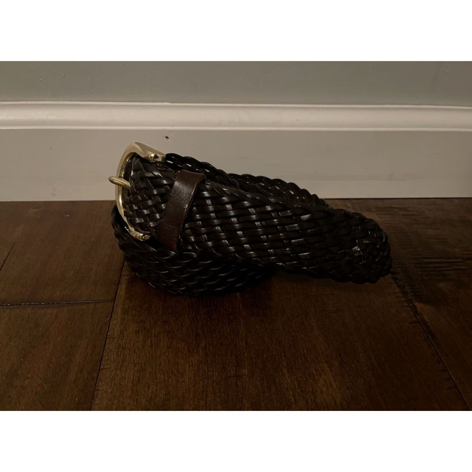Michael Kors Michael Kors Belt Braided Leather Gold Hardware Dark Brown L Women's Size ONE SIZE - 3 Thumbnail