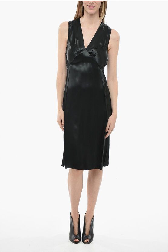 og1mm0624 Satin Midi Dress in Black