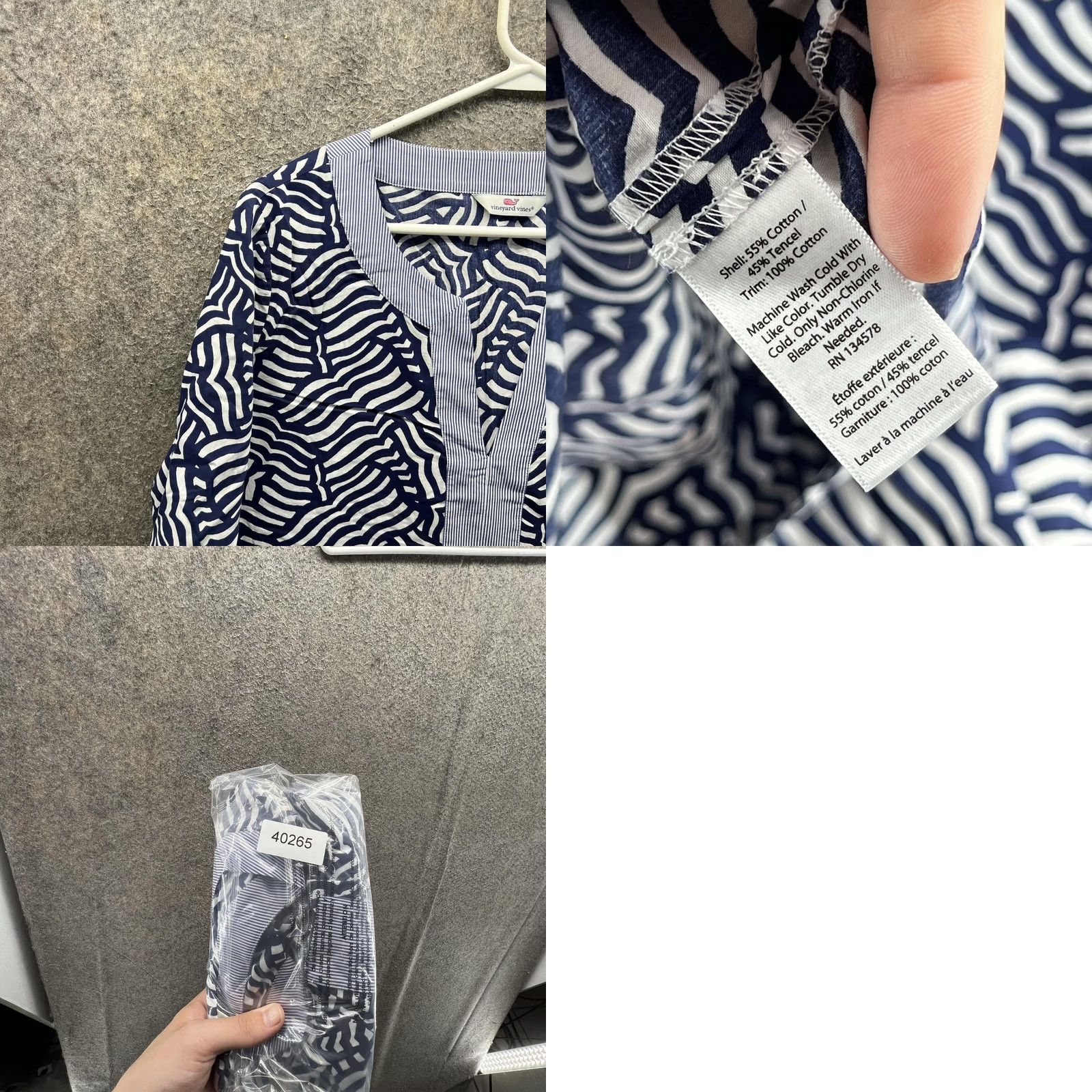 Vineyard Vines Vineyard Vines Blouse Tunic Womens Medium Blue Stripe V Neck 3/4 Sleeve Top Size M / US 6-8 / IT 42-44 - 8 Thumbnail