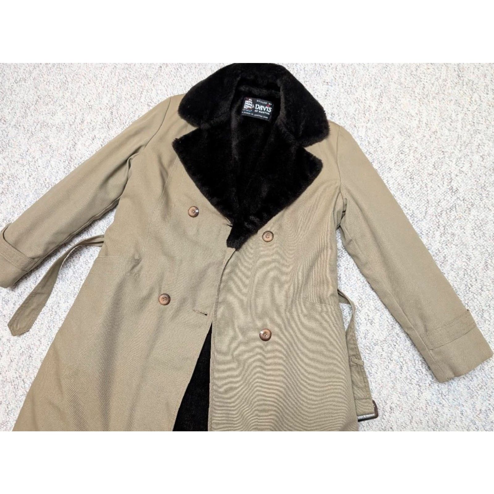 Vintage VINTAGE overcoat BELTED COAT Women M tan faux fur acrylic pile 1970s-80s Size M / US 6-8 / IT 42-44 - 5 Thumbnail