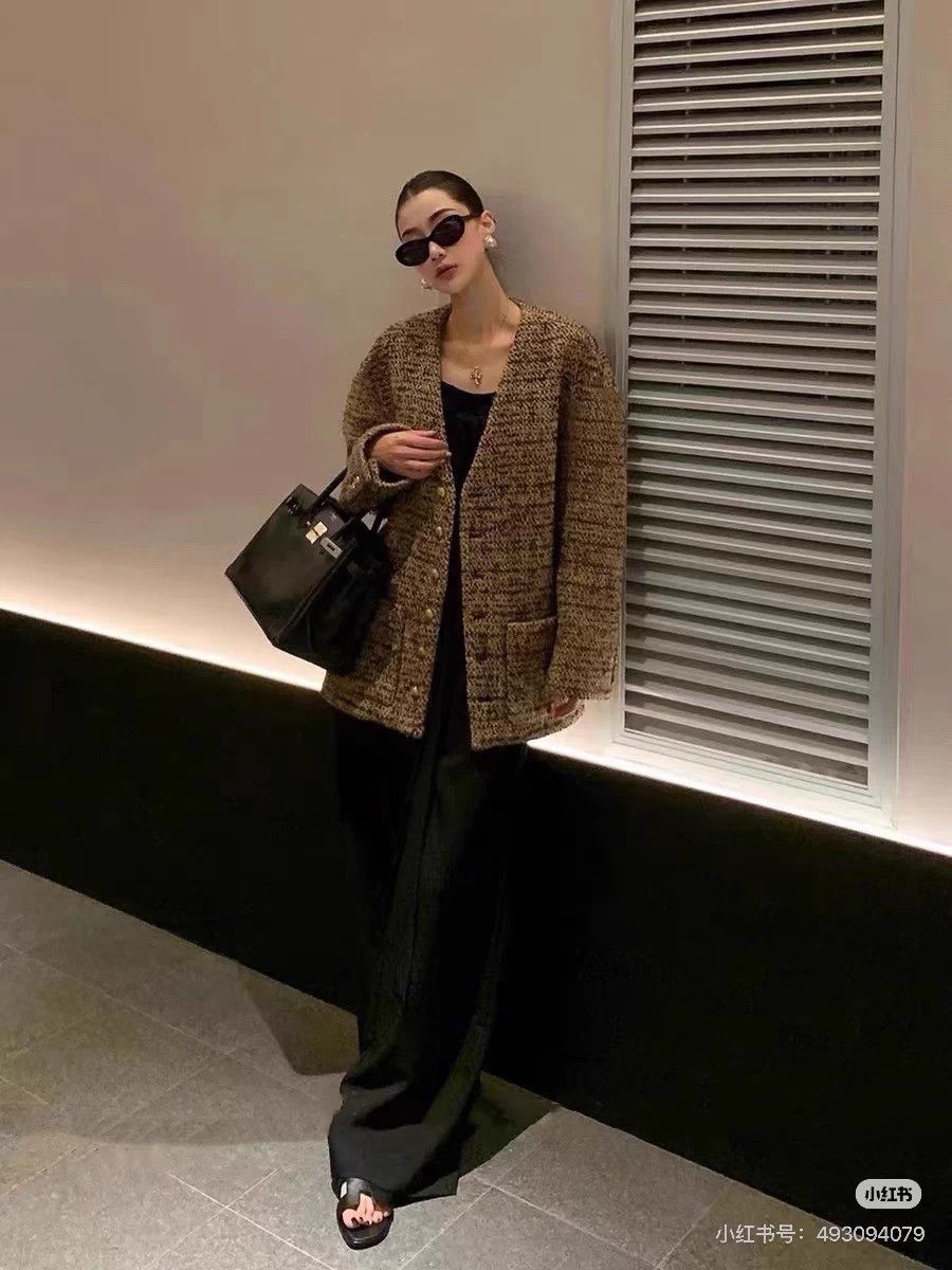 Celine Celine Gold Tweed Oversized Blazer 34 Size L / US 10 / IT 46 - 8 Thumbnail