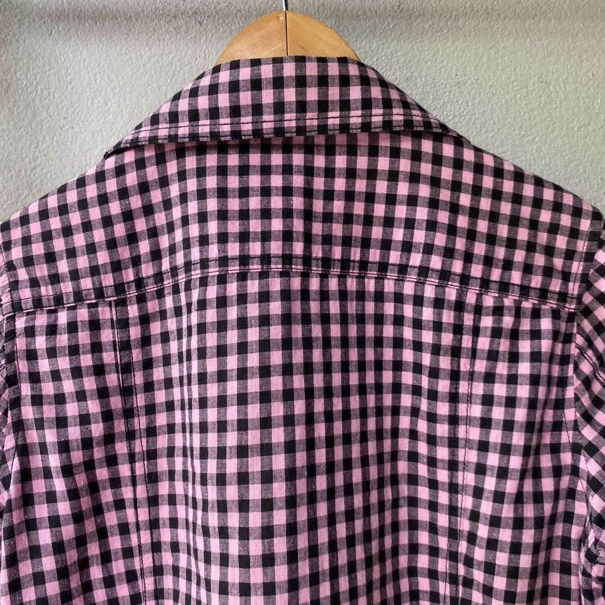 Japanese Brand ALGONGUINS Y2K Punk Pink Black Gingham Ruffle Blouse Size M / US 6-8 / IT 42-44 - 16 Thumbnail
