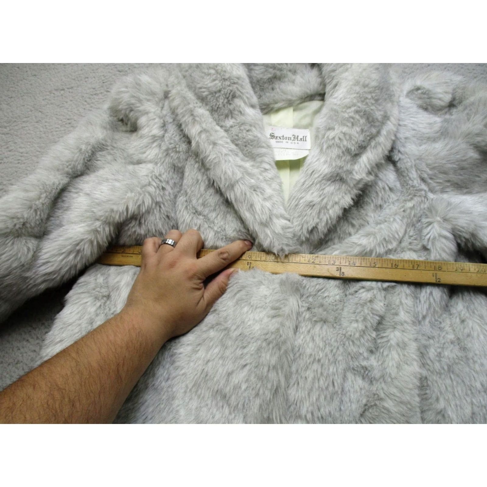 Vintage VINTAGE Saxton Hall Coat Womens Short Gray Fur Lined Collared 12 Plaid? Size 34" / US 12 / IT 48 - 7 Thumbnail