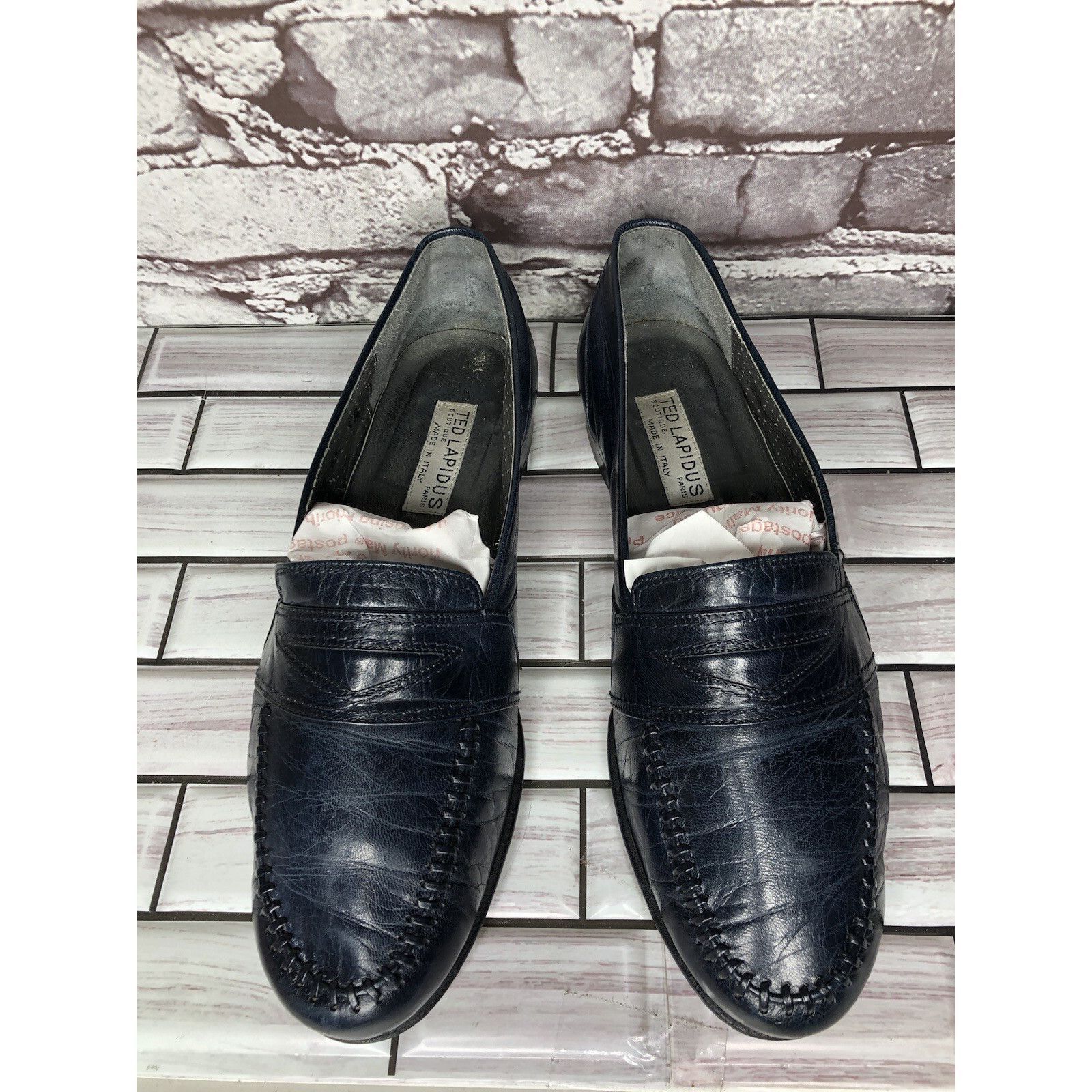 TED LAPIDUS TED LAPIDUS Boutique Paris Blue Leather Dress Penny Loafers Size US 7.5 / EU 40-41 - 2 Thumbnail