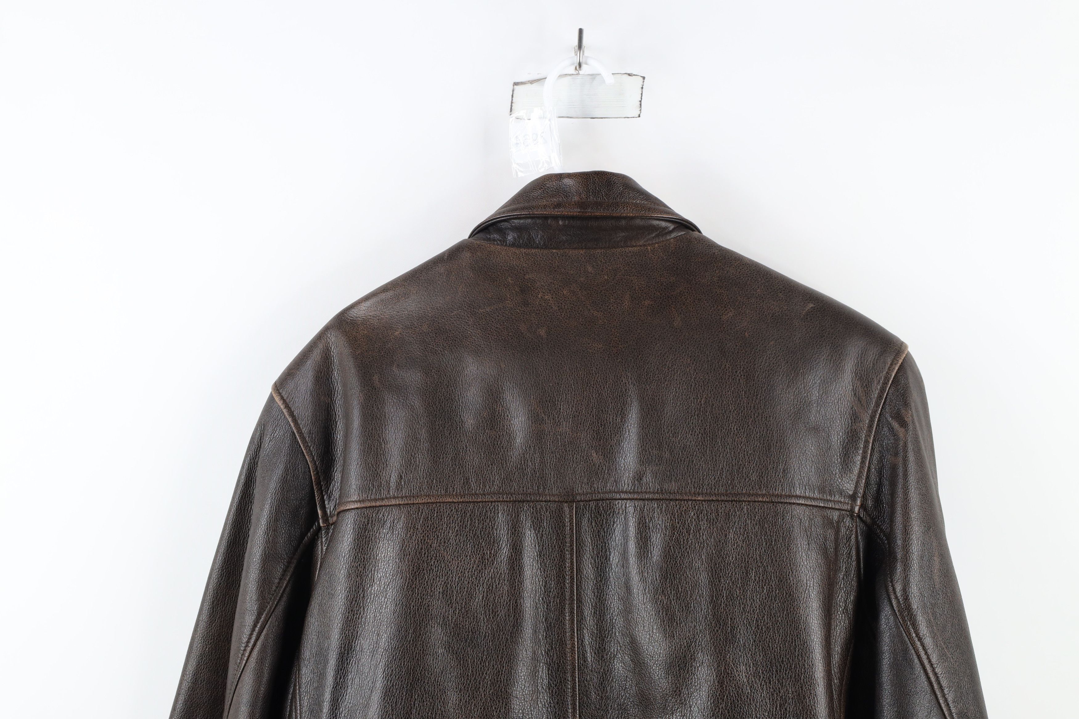 Vintage Vintage 90s Streetwear Quilted Leather Shirt Jacket Brown Size US L / EU 52-54 / 3 - 14 Thumbnail