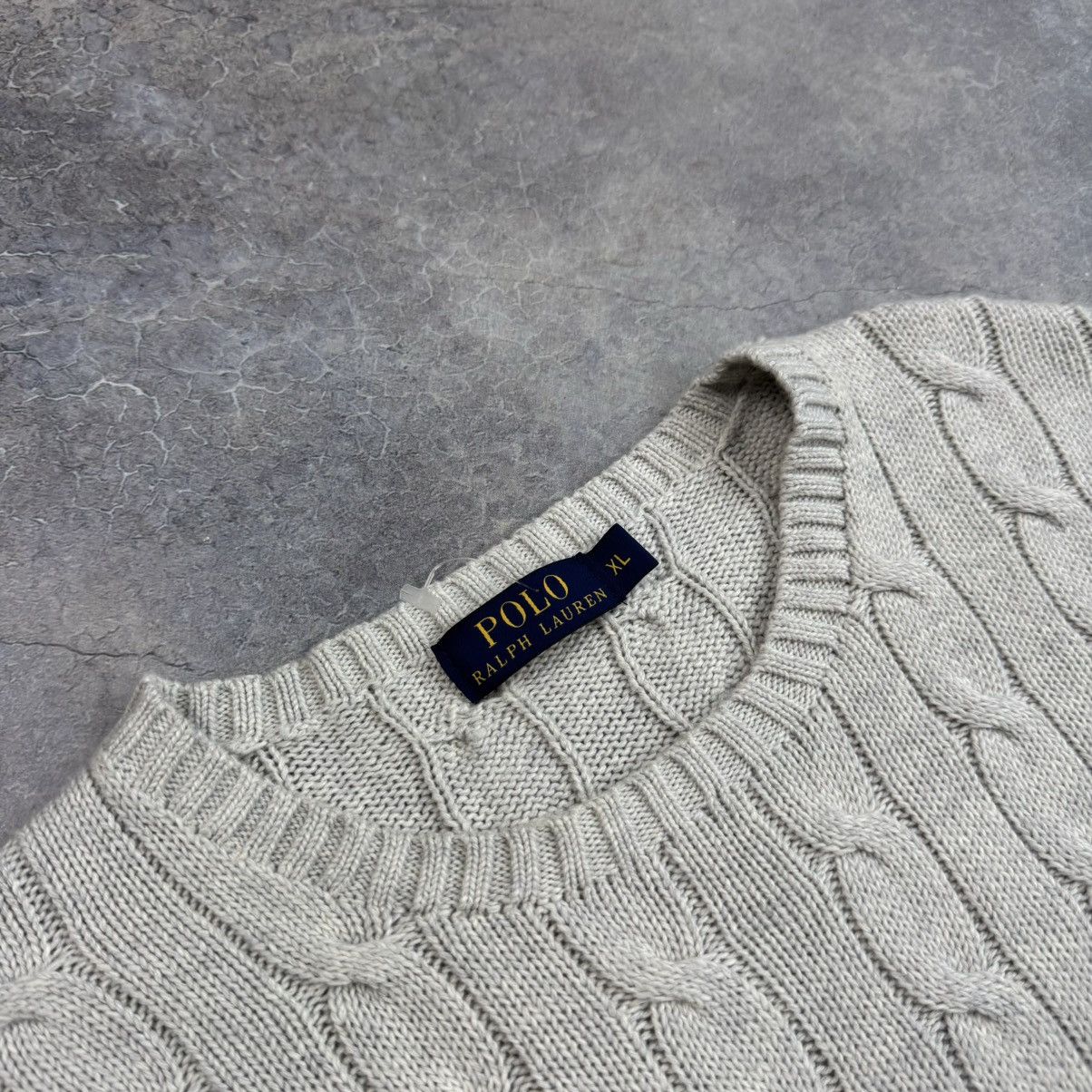 Polo Ralph Lauren POLO RALPH LAUREN GRAY COTTON CABLE KNIT SWEATER Size US XL / EU 56 / 4 - 4 Thumbnail