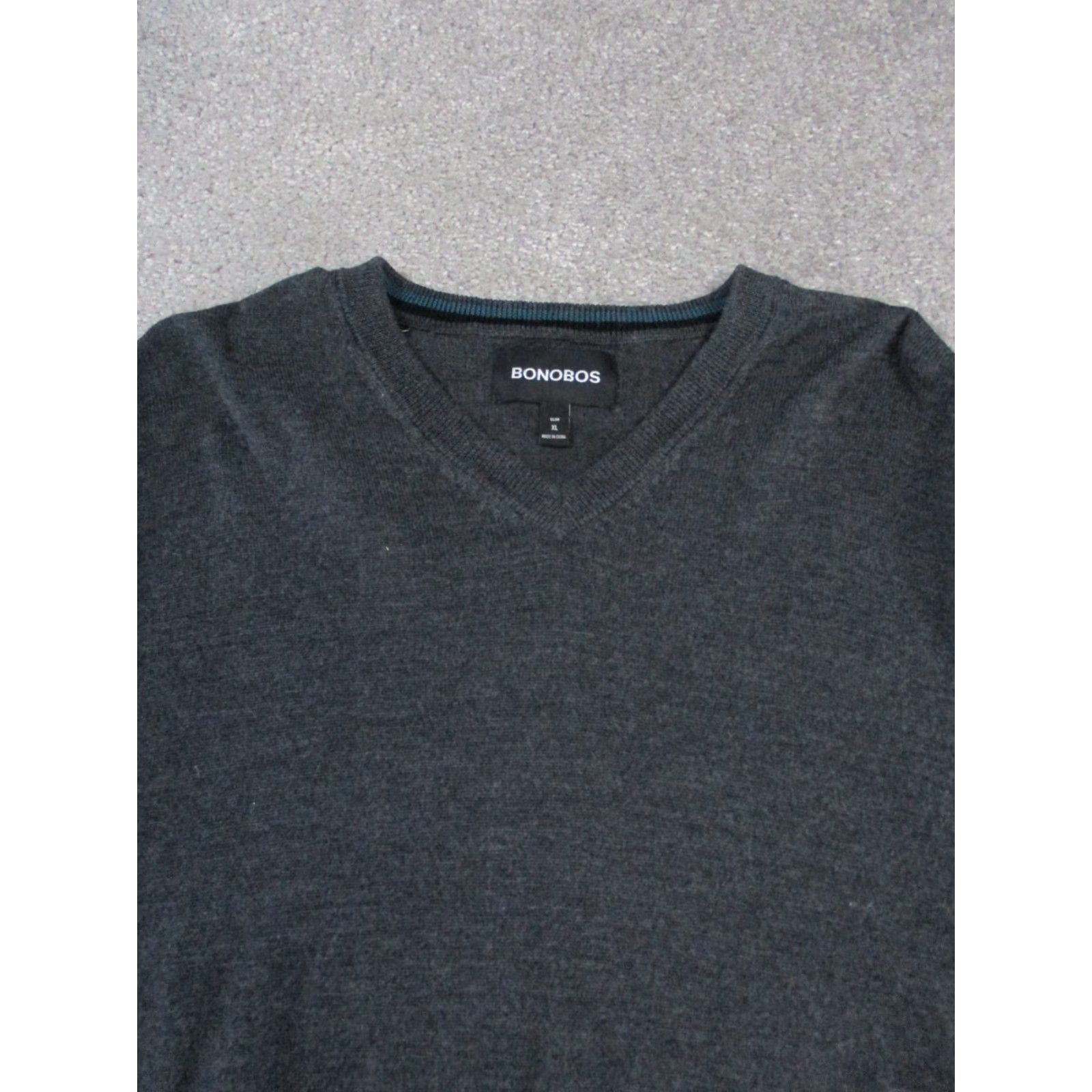 Bonobos VINTAGE Bonobos Sweater Mens XL Gray Knit Wool Pullover Long Sleeve V-Neck Slim Fit Golf Hiking Walking Size US XL / EU 56 / 4 - 2 Thumbnail