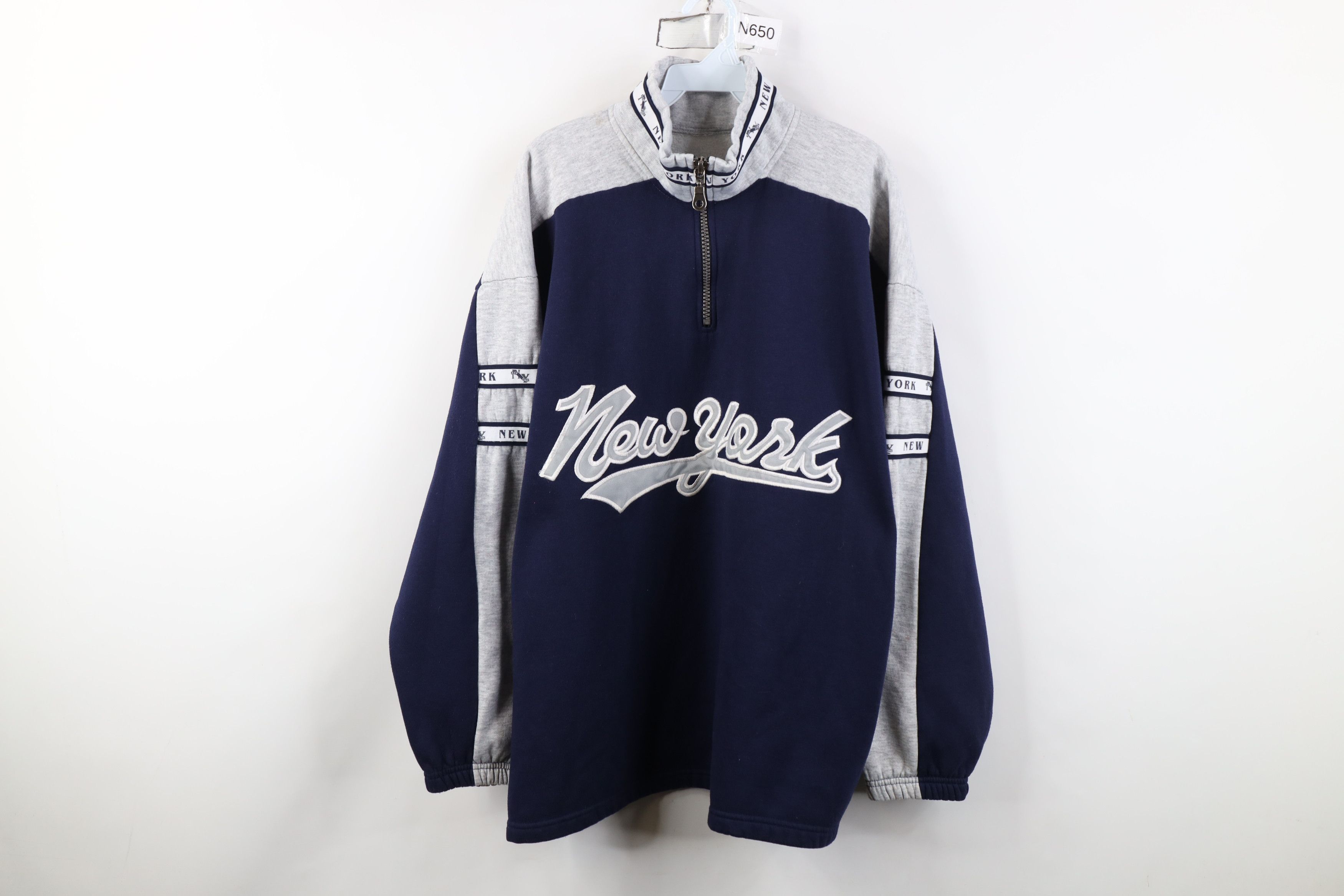 Vintage Vintage 90s Y2K Streetwear New York 1/4 Half Zip Sweatshirt Size US XXL / EU 58 / 5 - 1 Thumbnail