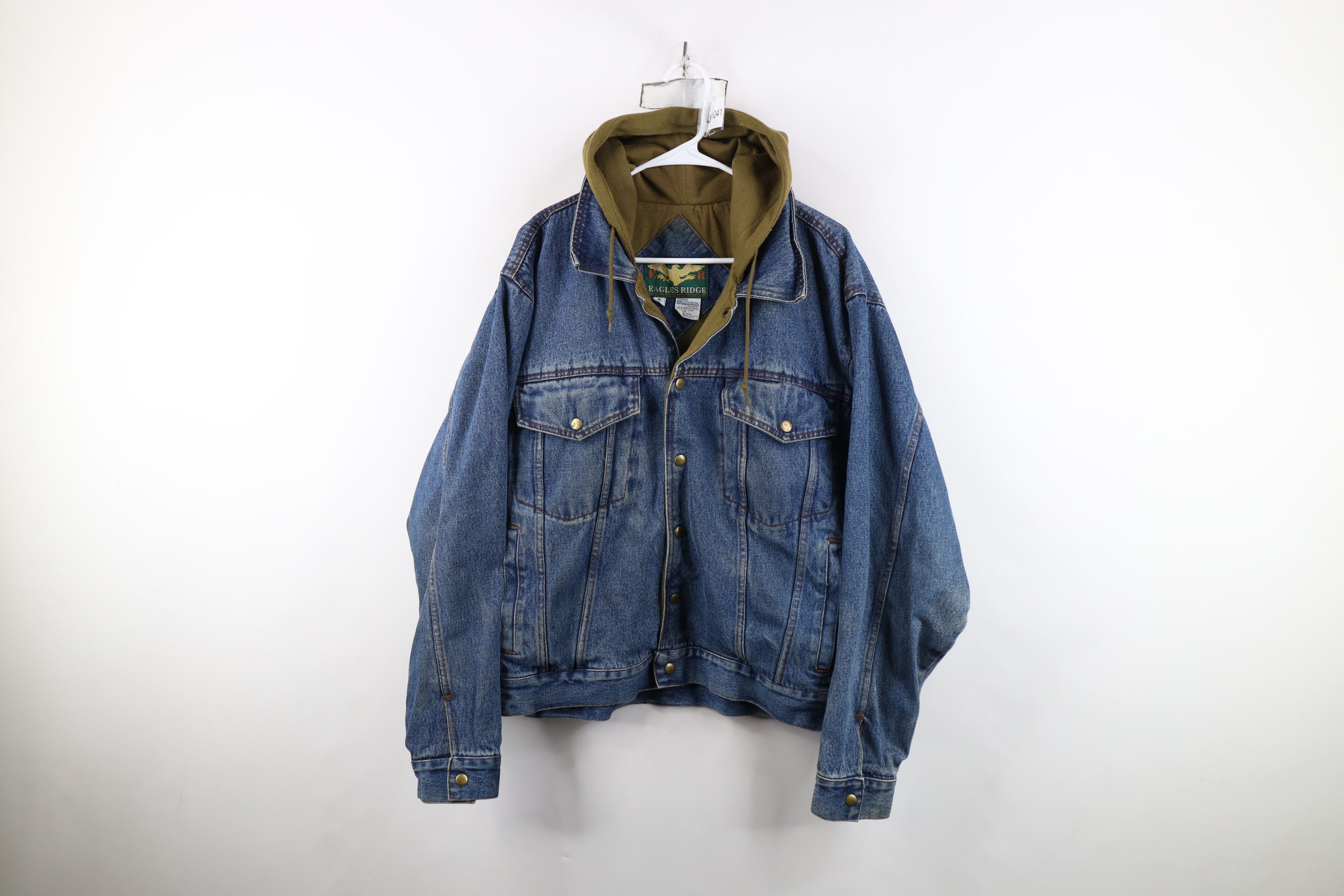 Vintage 90s Streetwear Hooded Denim Trucker Jacket Blue
