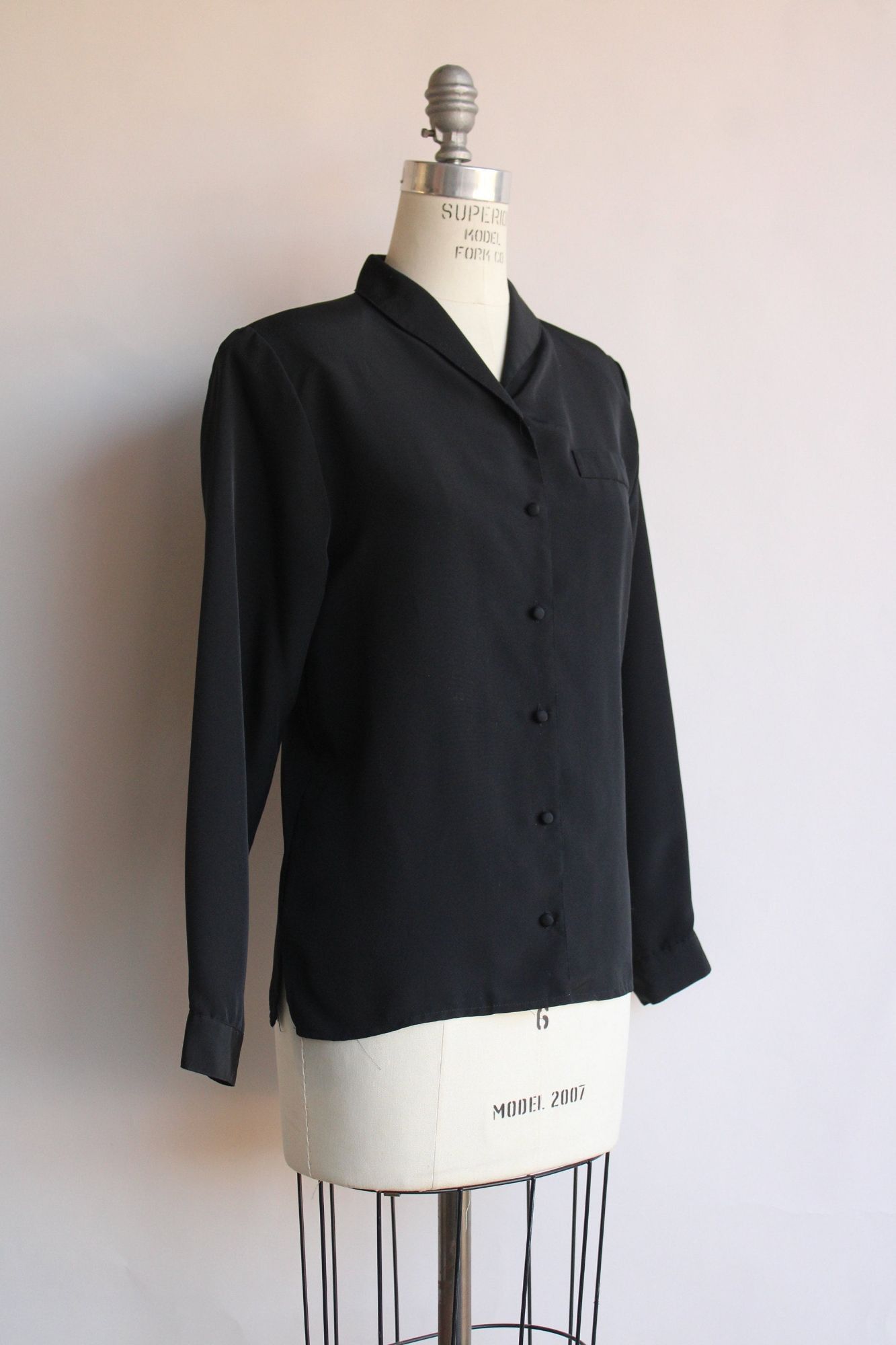 Vintage Vintage 1990s Blouse, Neil Martin Black Long Sleeve Shirt wi Size M / US 6-8 / IT 42-44 - 5 Thumbnail