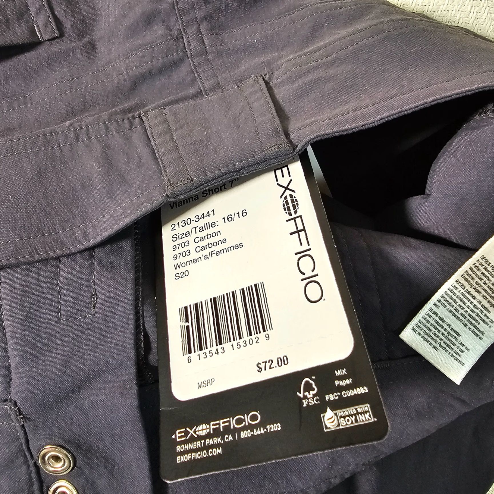 ExOfficio ExOfficio Women's Cargo Shorts Size 16 Lightweight Nylon 7" Inseam Gray Casual Size 38" / US 16 / IT 52 - 5 Thumbnail