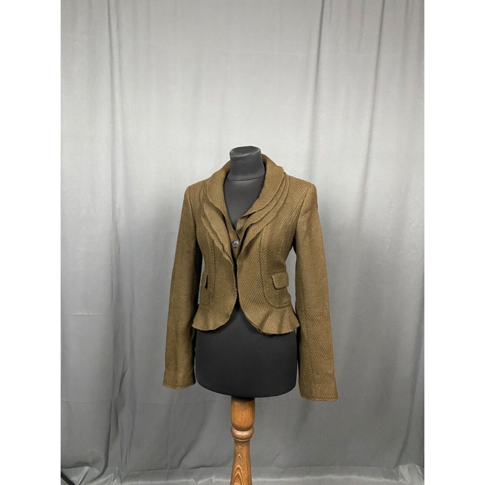 Burberry MINT! Burberry Herringbone Sample Green Brown Wool Blazer Ja Size M / US 6-8 / IT 42-44 - 2 Thumbnail
