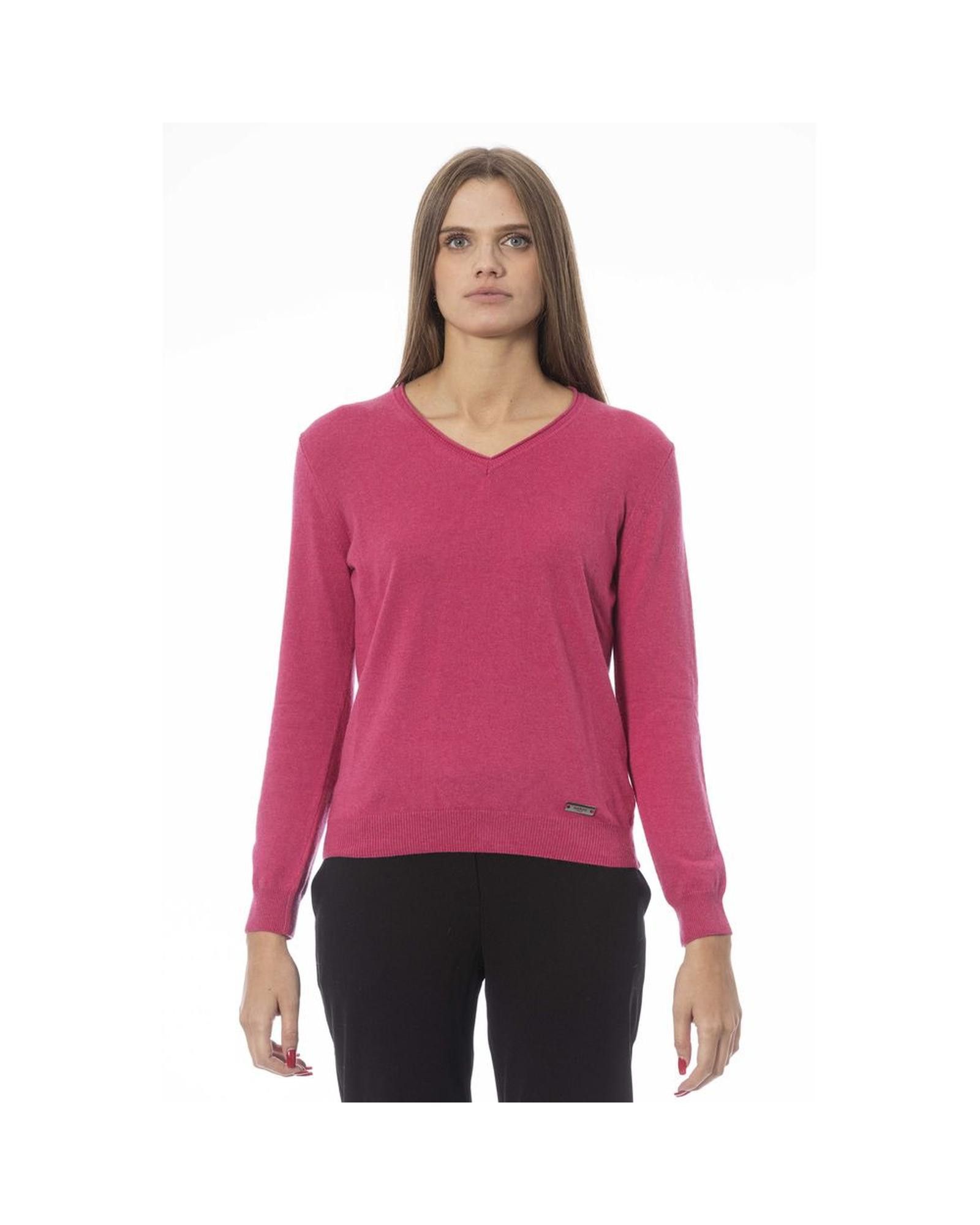 Image of Baldinini V-Neck Sweater in Fuchsia, Women's (Size XL)