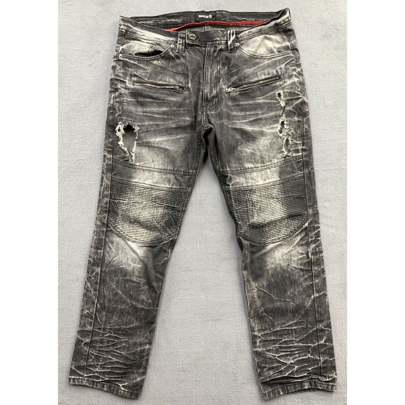 VINTAGE Makobi Denim Jeans 36x30 Men Regular Fit Black Wash