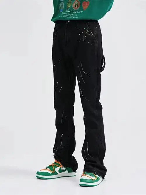 carpenter flared paint jeans
