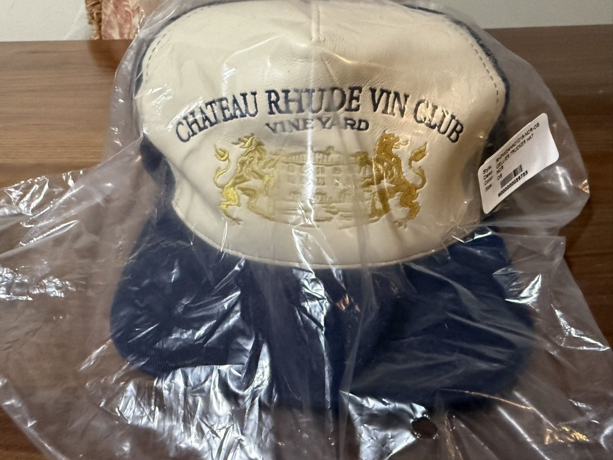 Rhude Rhude CELLIER TRUCKER HAT NAVY/CREAM Leather Front Size ONE SIZE - 6 Thumbnail