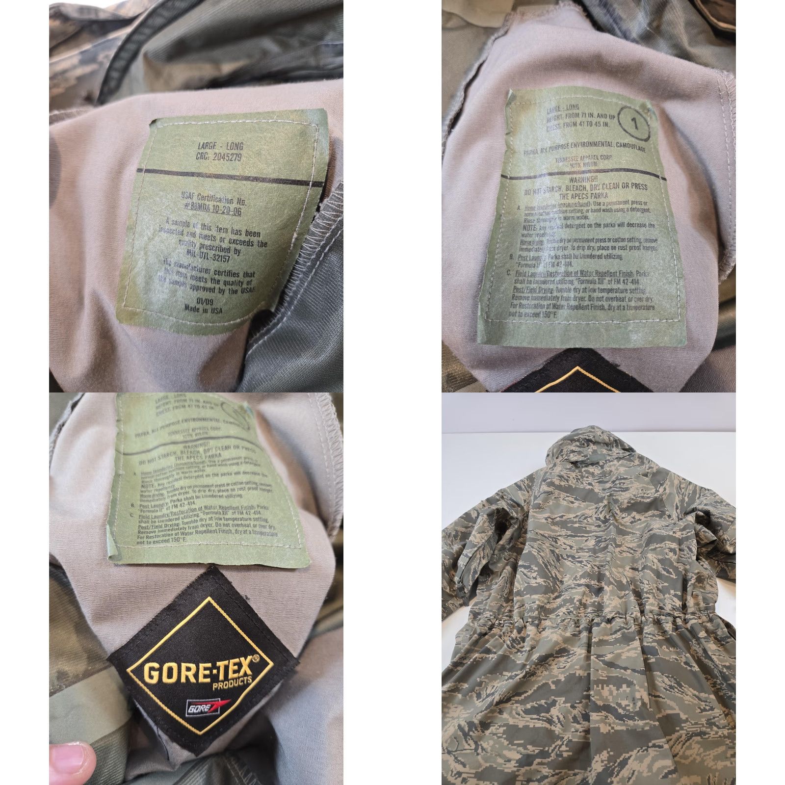 Vintage USAF APECS Gore-Tex Parka Jacket Mens Large Long ABU Camo Hooded Made in USA Size US L / EU 52-54 / 3 - 8 Thumbnail