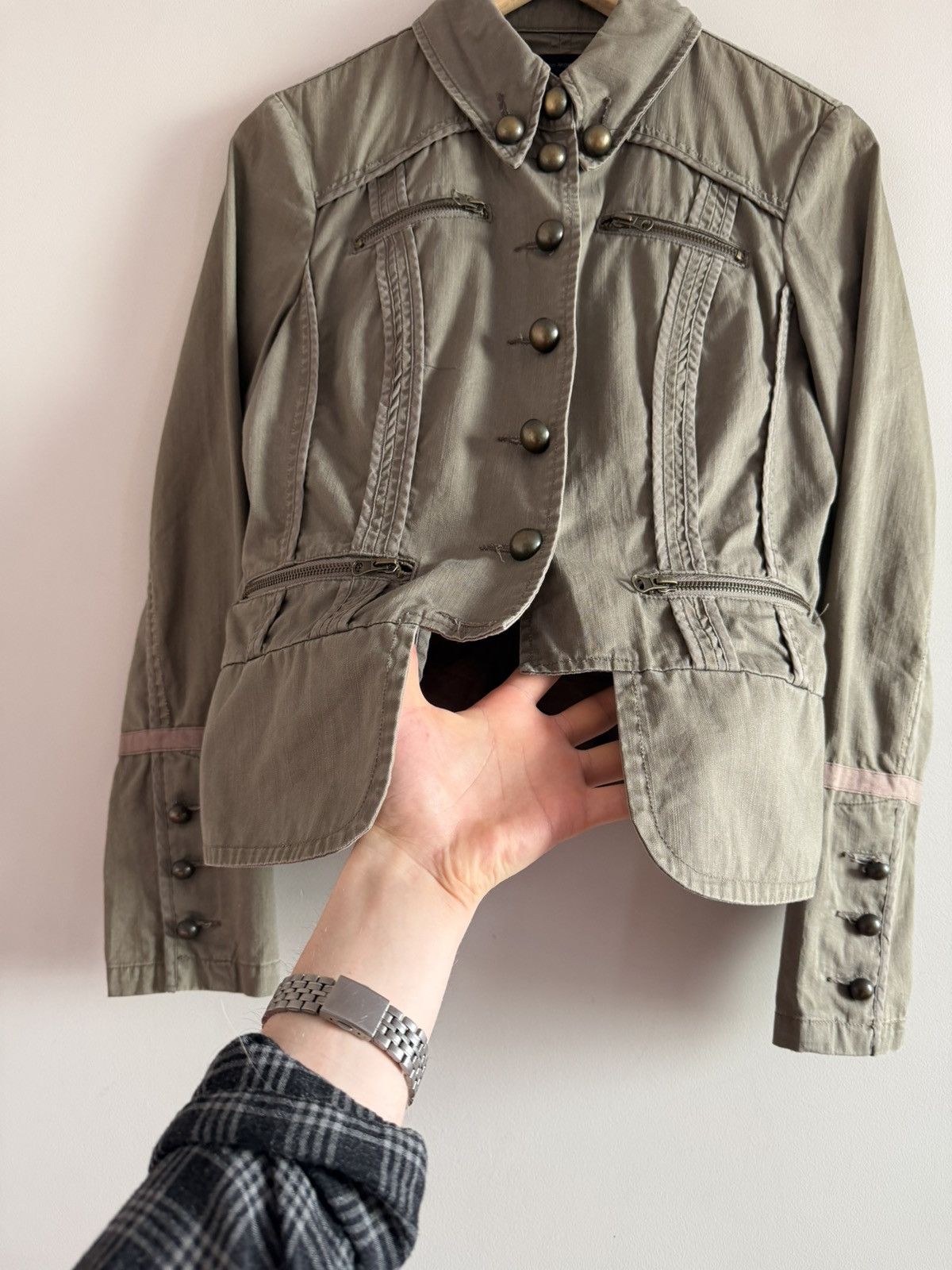 Vintage Fitted Utility Jacket Khaki Size S / US 4 / IT 40 - 5 Thumbnail