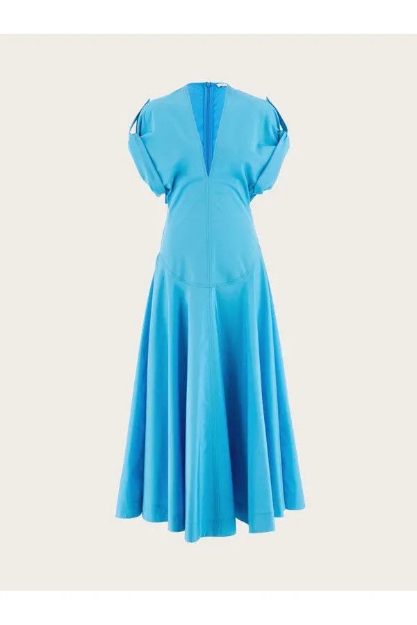 Salvatore Ferragamo o1s1rm0126 Dress With Flared Skirt in Blue Size L / US 10 / IT 46 - 1 Thumbnail