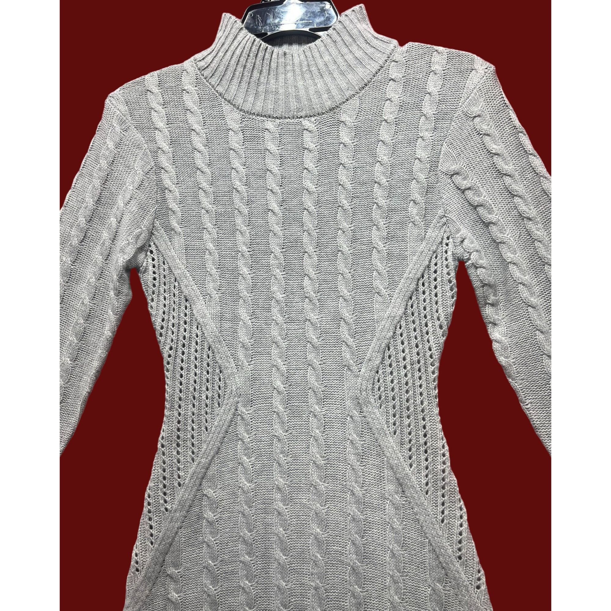 Other Just Polly - Women's Turtleneck Cable Knit Sweater Dress - G Size S / US 4 / IT 40 - 11 Thumbnail