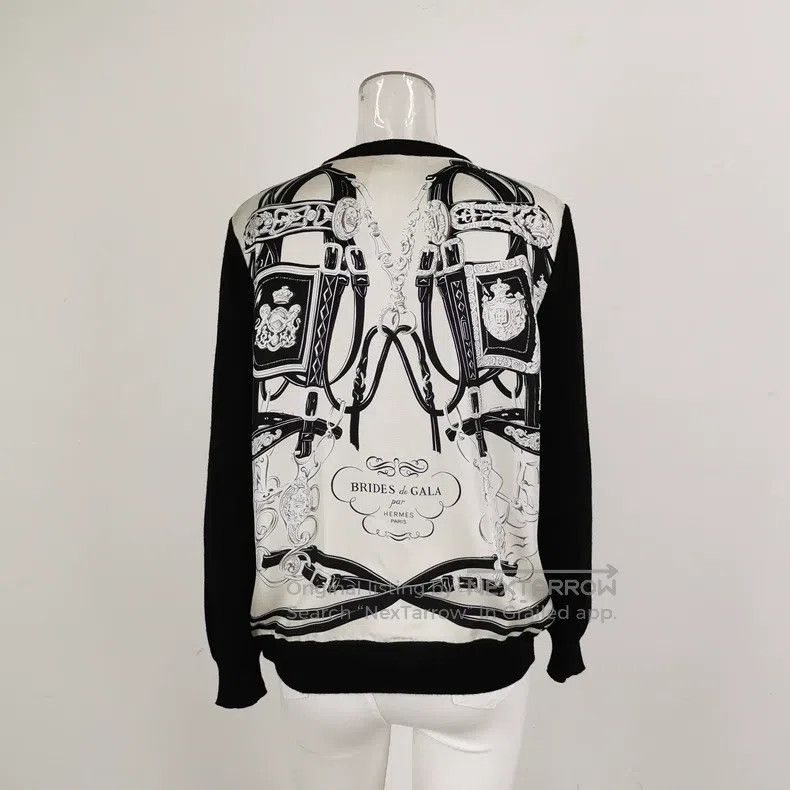 Hermes Hermes Brides de Gala Fleece Blend Color-Matching V-Neck L Size XS / US 0-2 / IT 36-38 - 3 Thumbnail