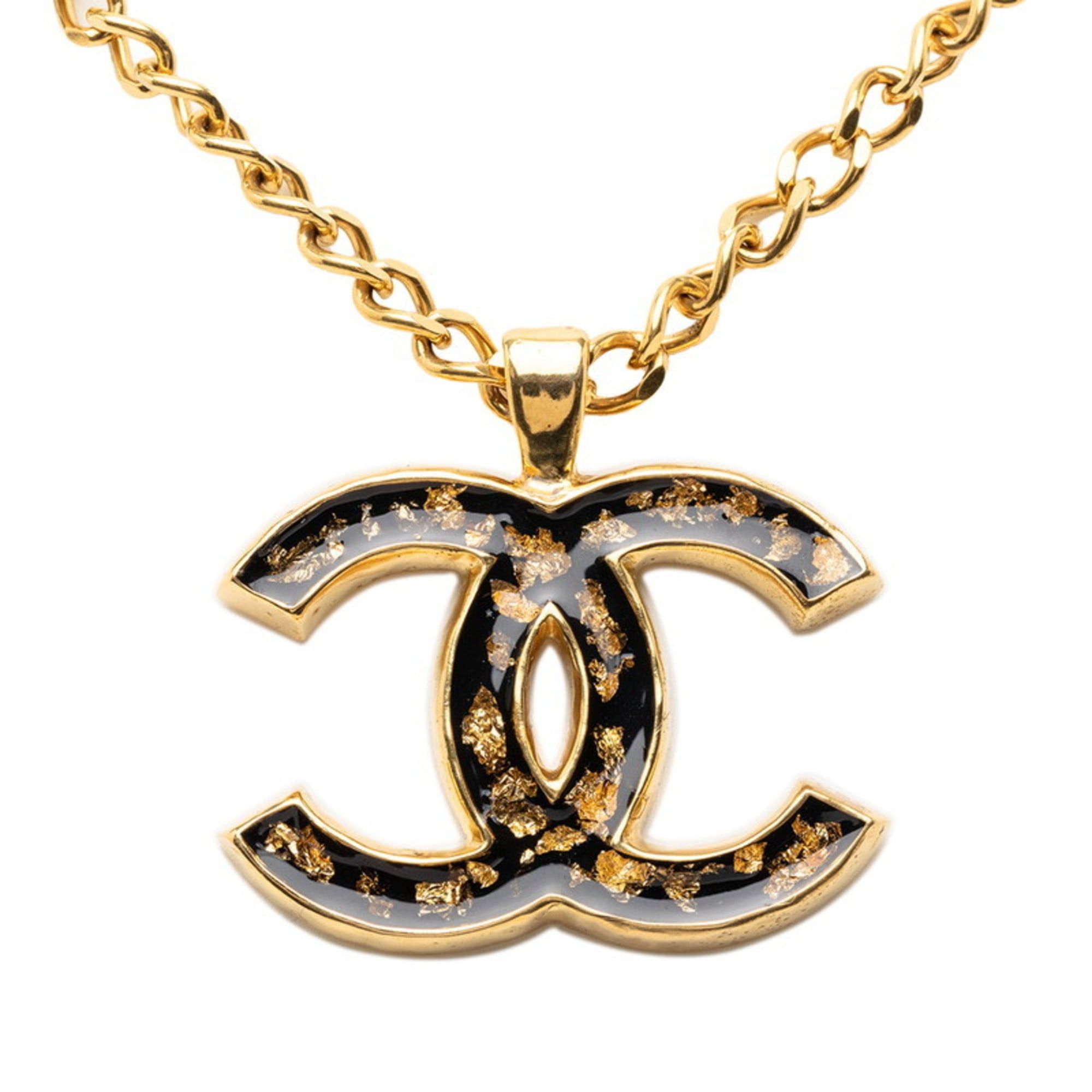 Chanel Chanel Coco Mark Necklace, Gold, Black Plated Enamel, Women's, CHANEL Size ONE SIZE - 1 Thumbnail