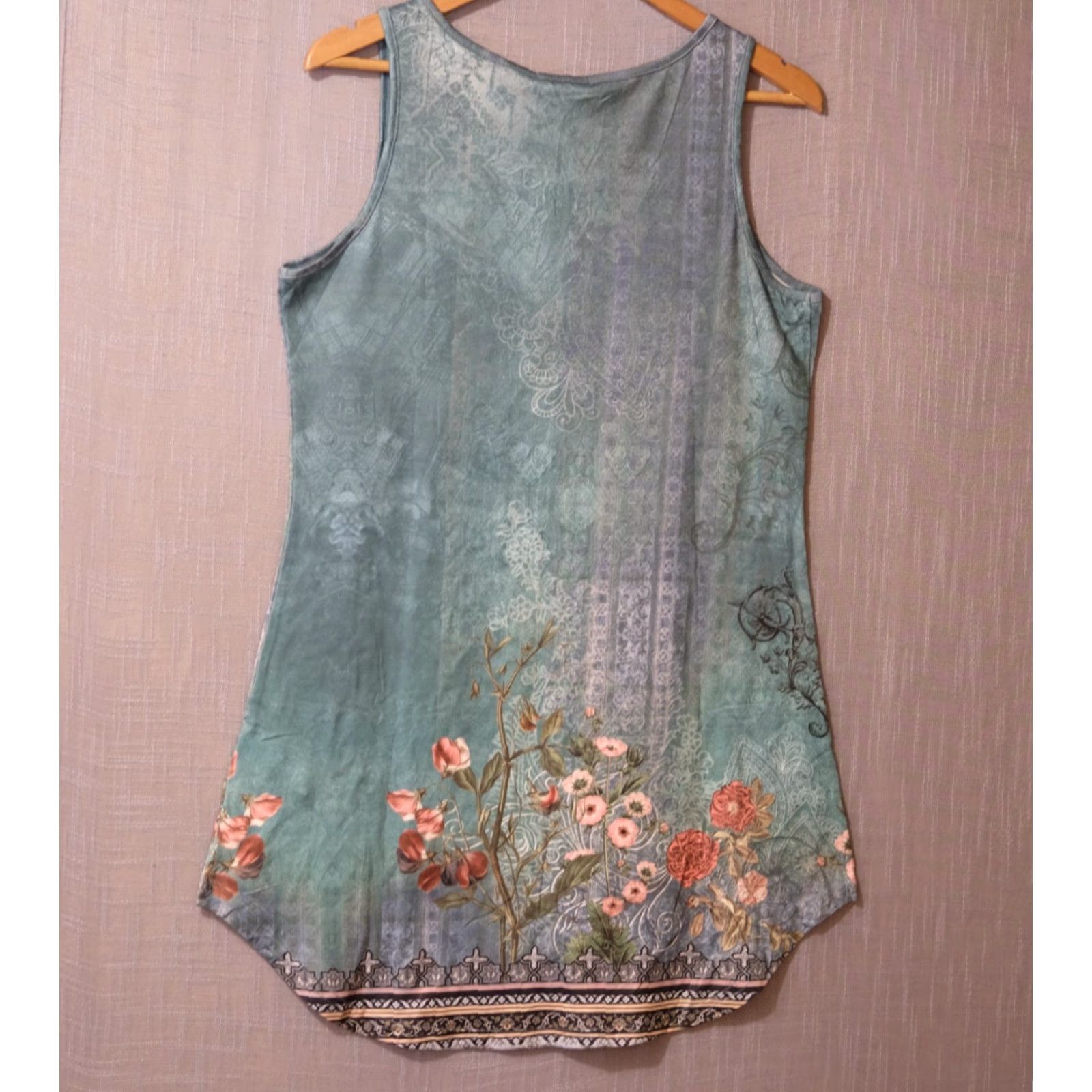 Vintage NWT! Ekouaer Dress Womens M Green Sleeveless Floral Stretch #A1-115 Size M / US 6-8 / IT 42-44 - 6 Thumbnail